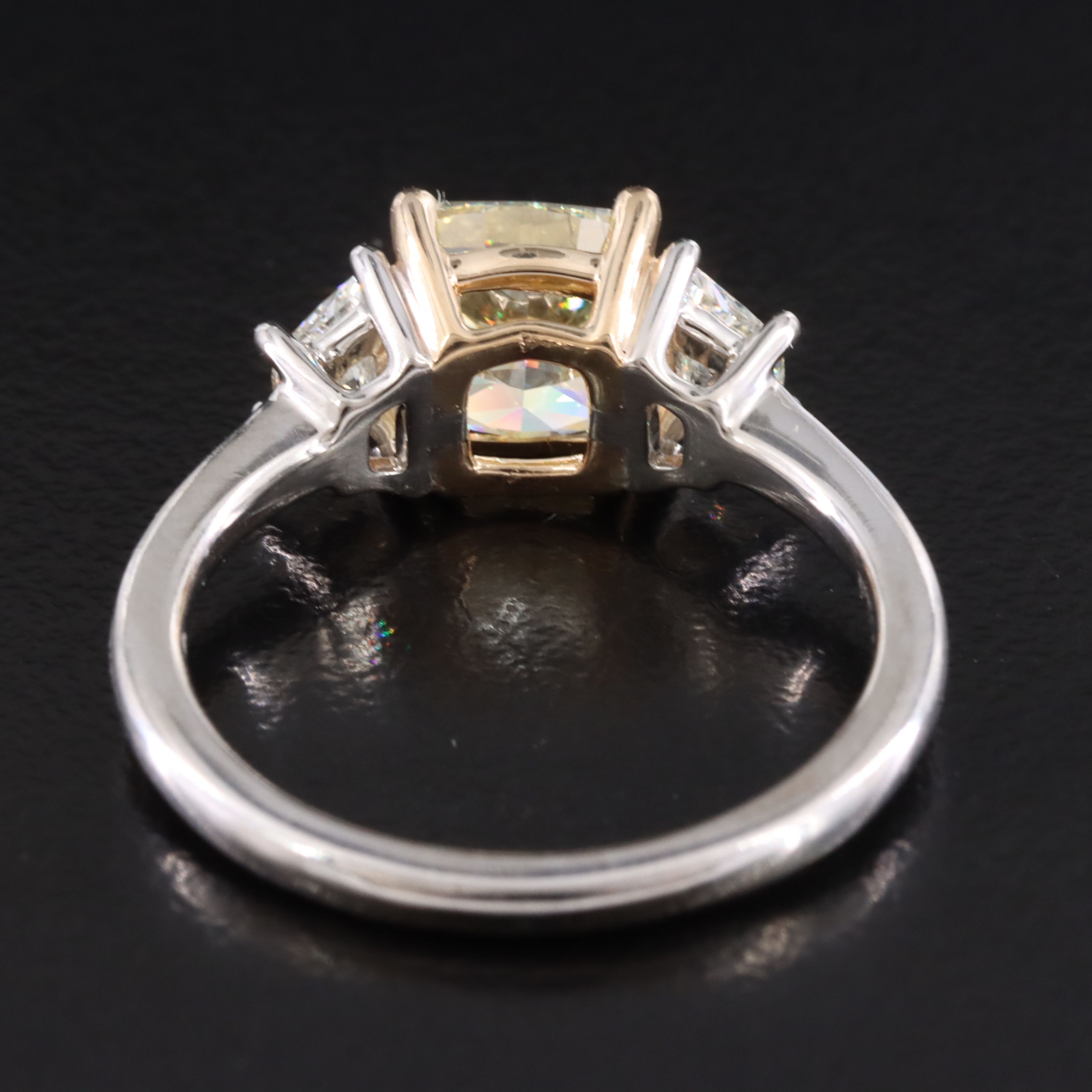Platinum 2.44 CTW Diamond Ring with Fancy Light Yellow Center and GIA Report