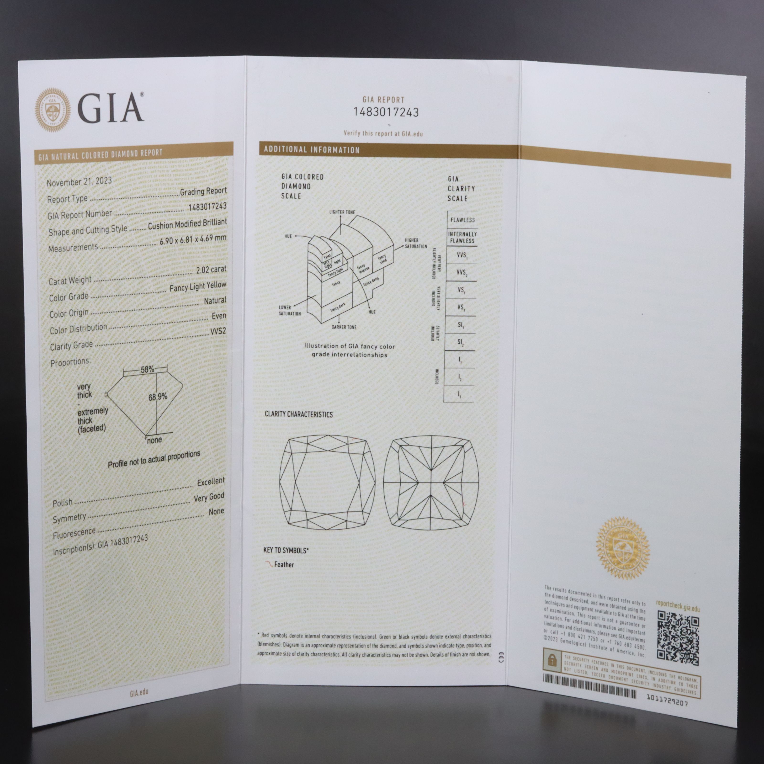 Platinum 2.44 CTW Diamond Ring with Fancy Light Yellow Center and GIA Report