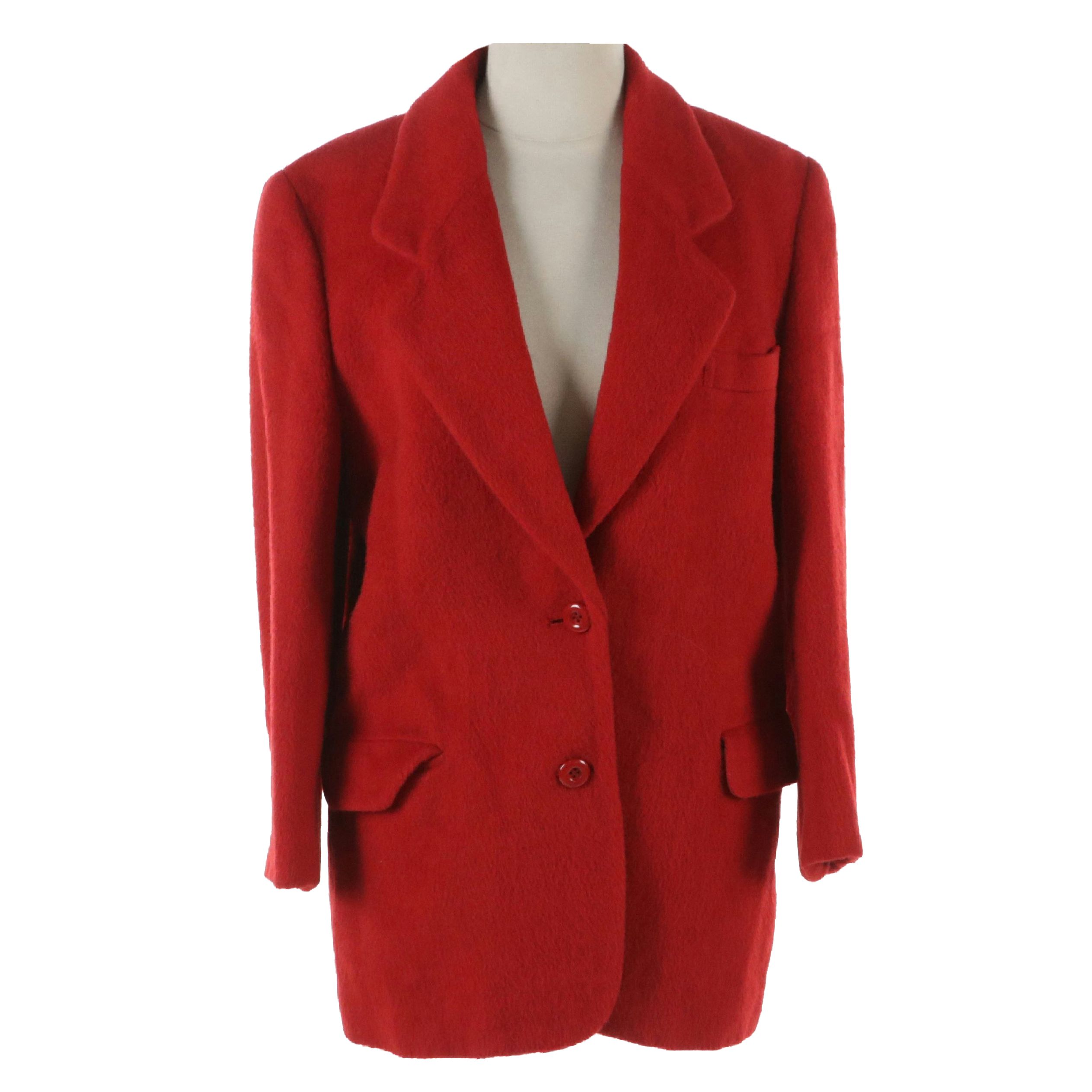 Burberrys Vintage Red Wool and Cashmere Coat