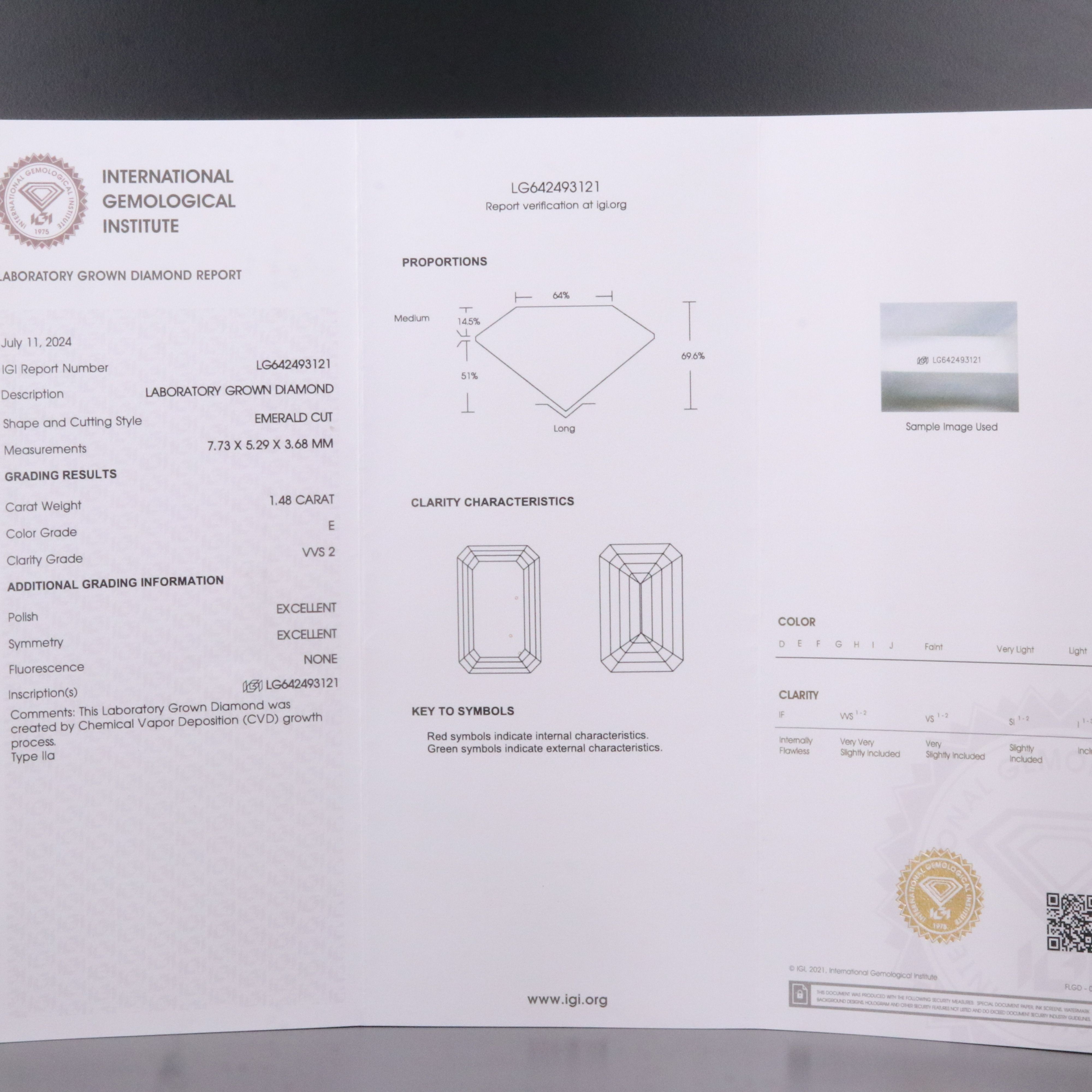 Loose 1.48 CT Lab Grown Diamond with IGI Report