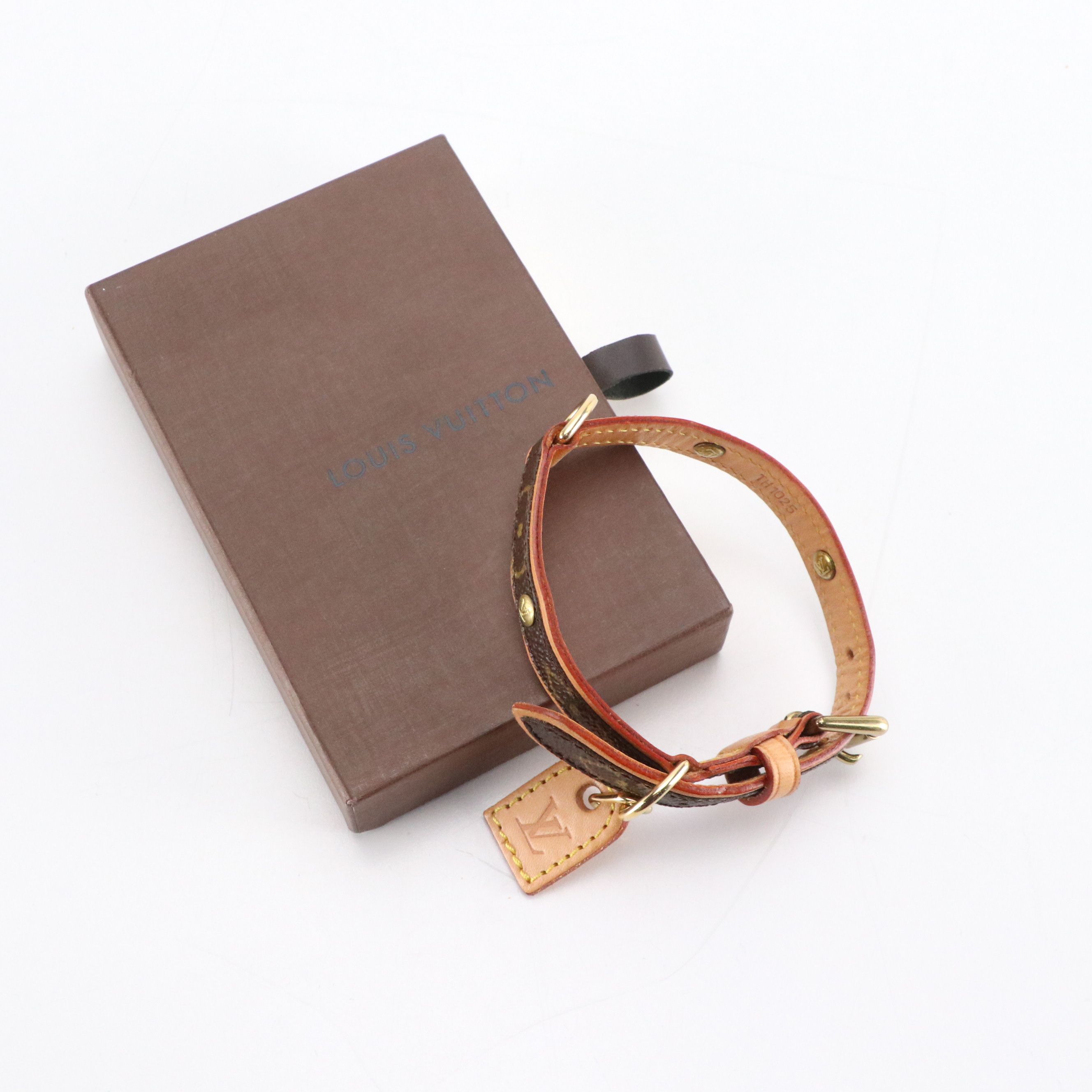 Louis Vuitton Small Dog Collar in Monogram Canvas and Leather with Box