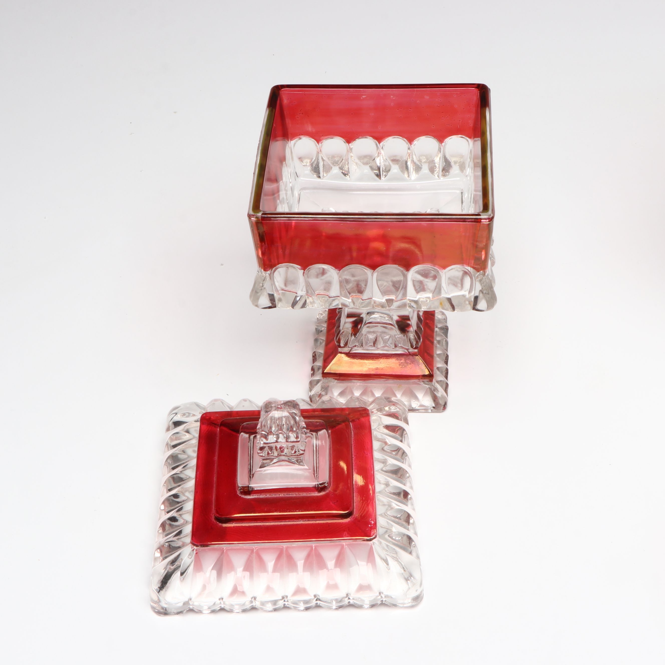 Indiana Glass Diamond Pattern Ruby Border Glass Tableware