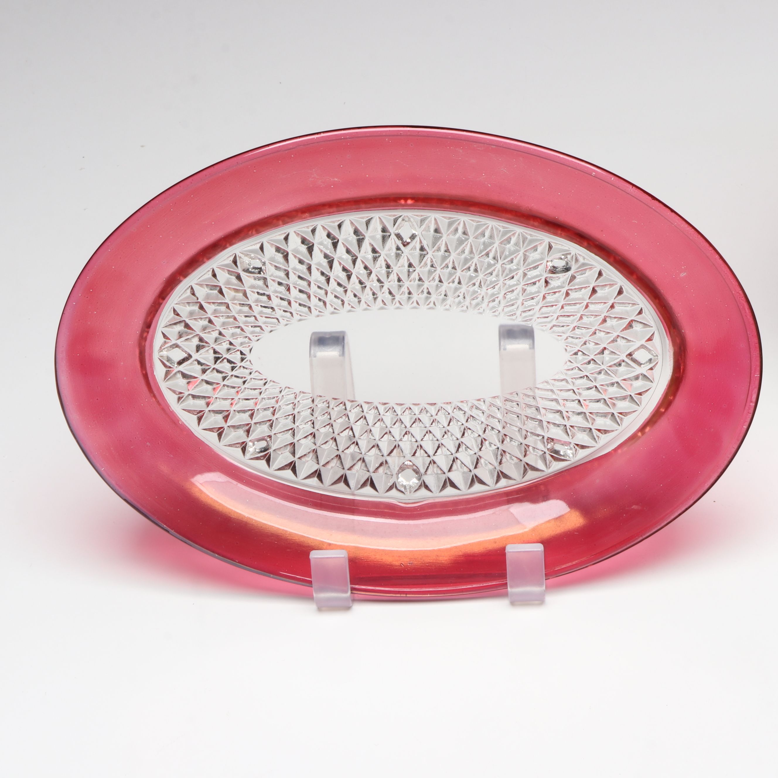 Indiana Glass Diamond Pattern Ruby Border Glass Tableware