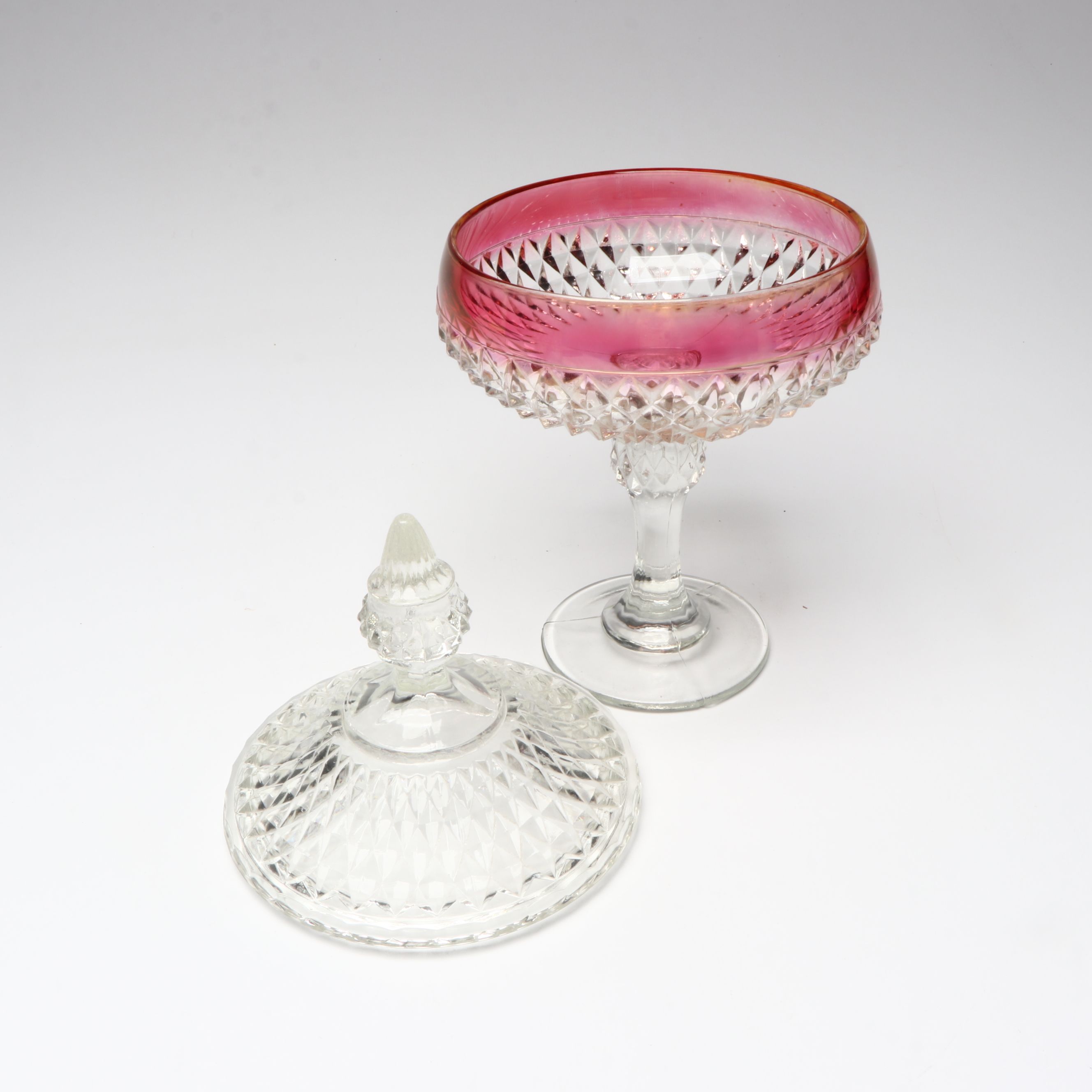 Indiana Glass Diamond Pattern Ruby Border Glass Tableware