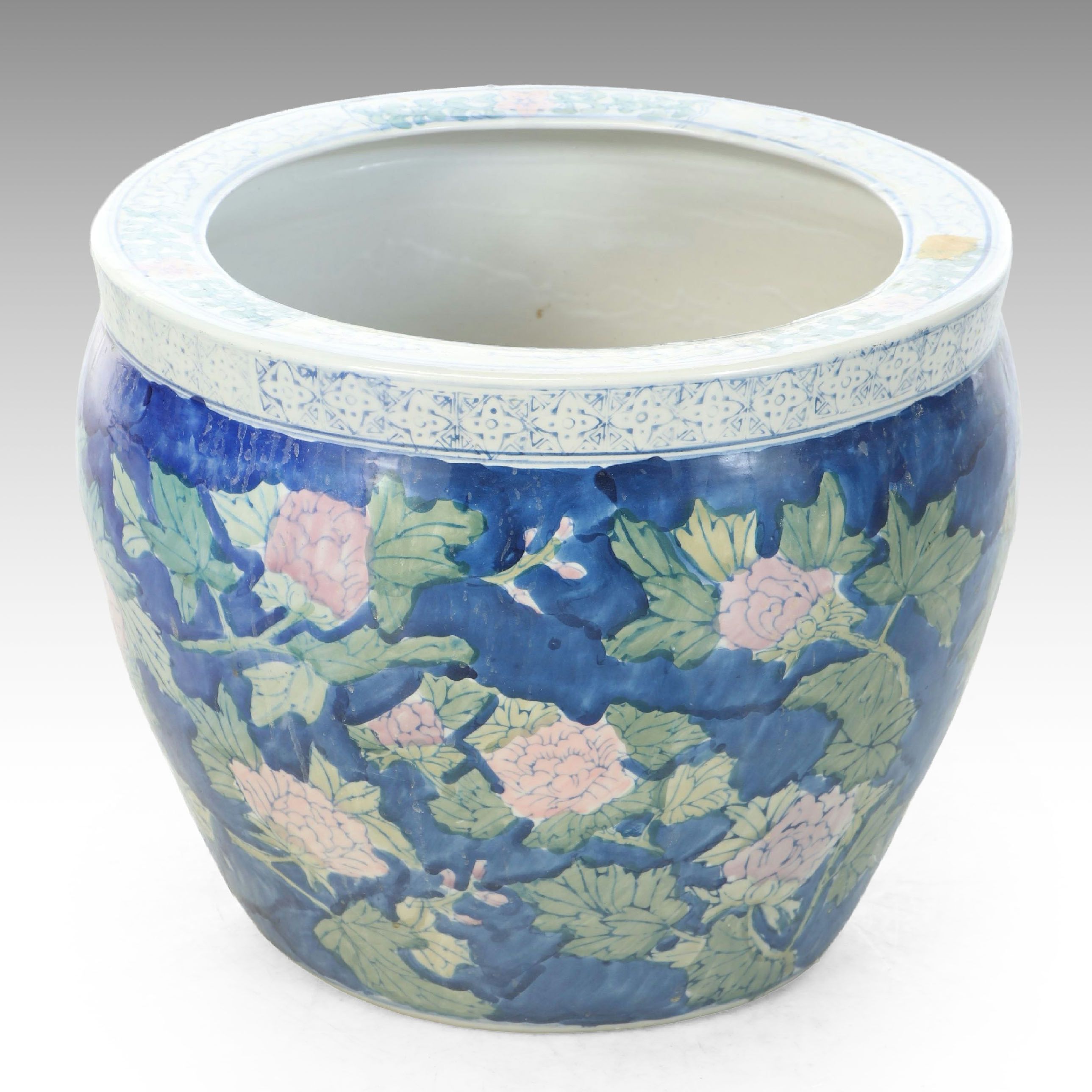 Chinese Porcelain Fish Bowl, Mid to Late 20th Century