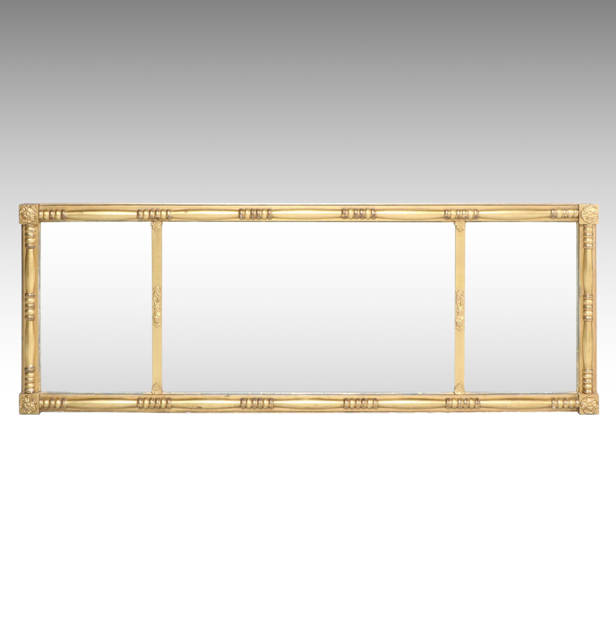 American Empire Overmantel Wall Mirror, Late 19th/Early 20th Century
