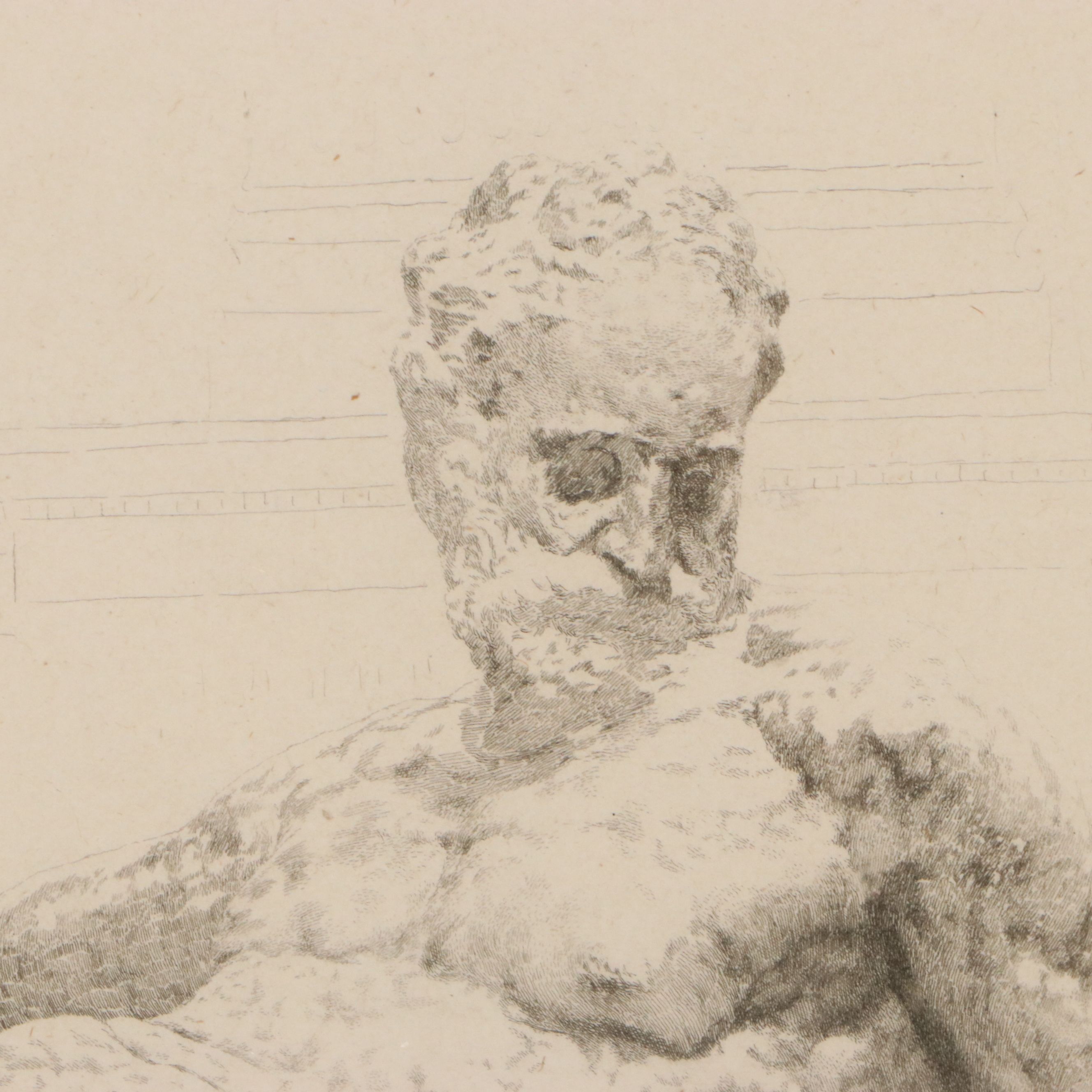 Claude Ferdinand Gaillard Engraving on Chine-Collé "Le Crépuscule"