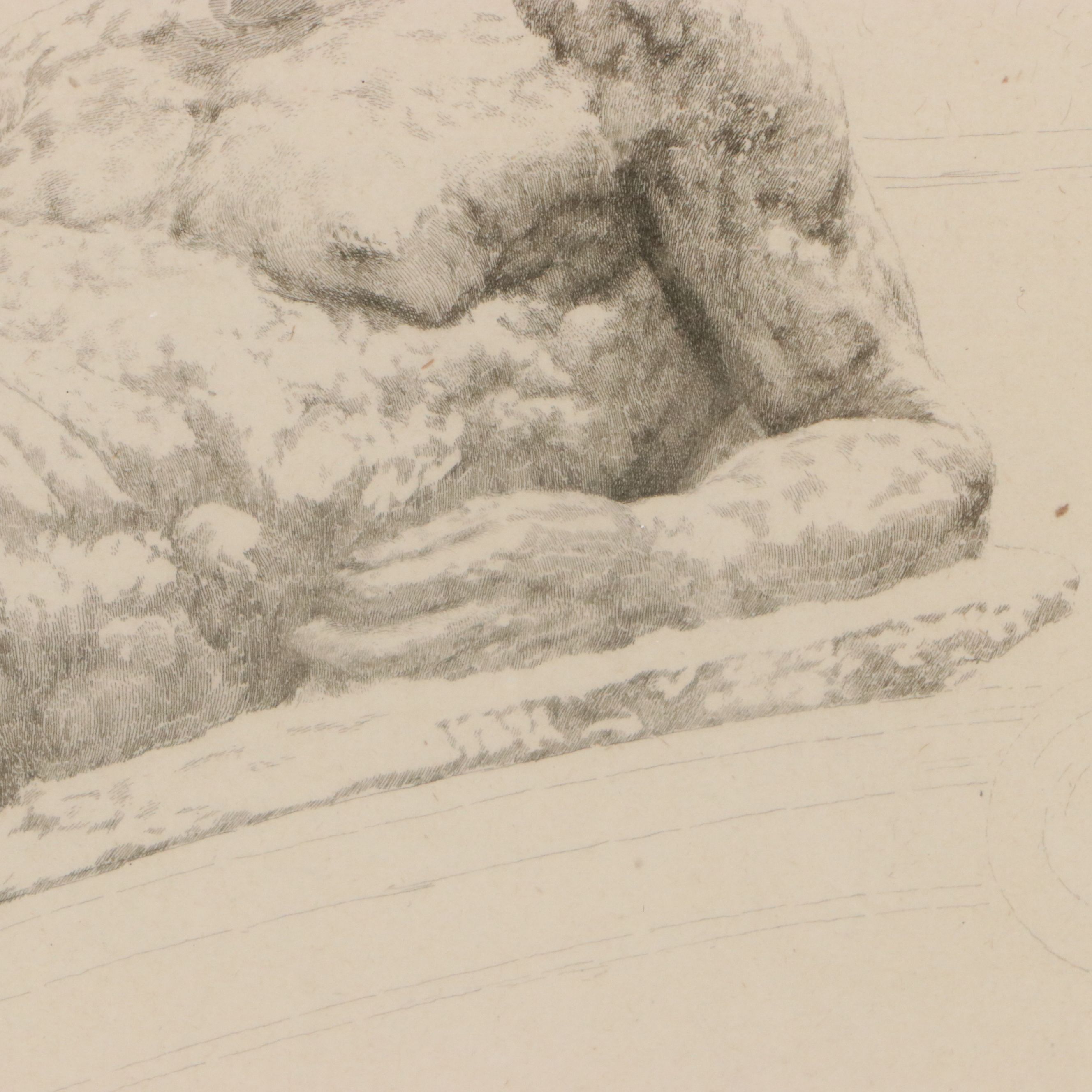 Claude Ferdinand Gaillard Engraving on Chine-Collé "Le Crépuscule"