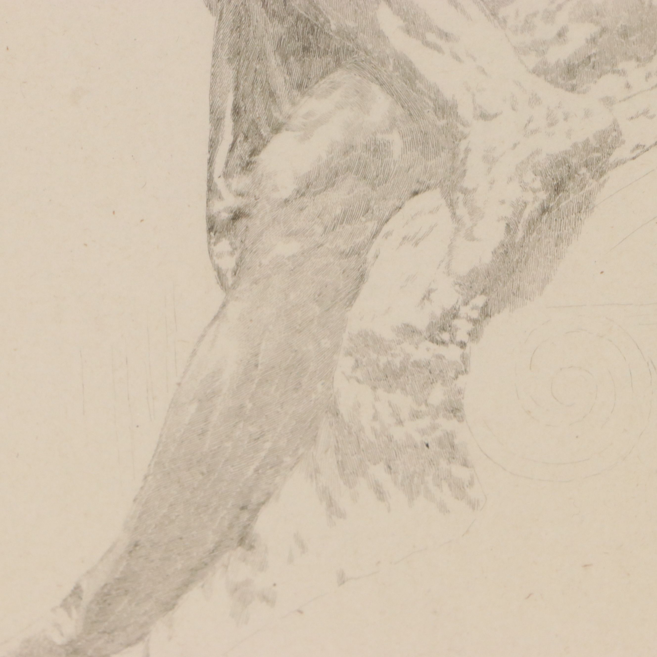 Claude Ferdinand Gaillard Engraving on Chine-Collé "Le Crépuscule"