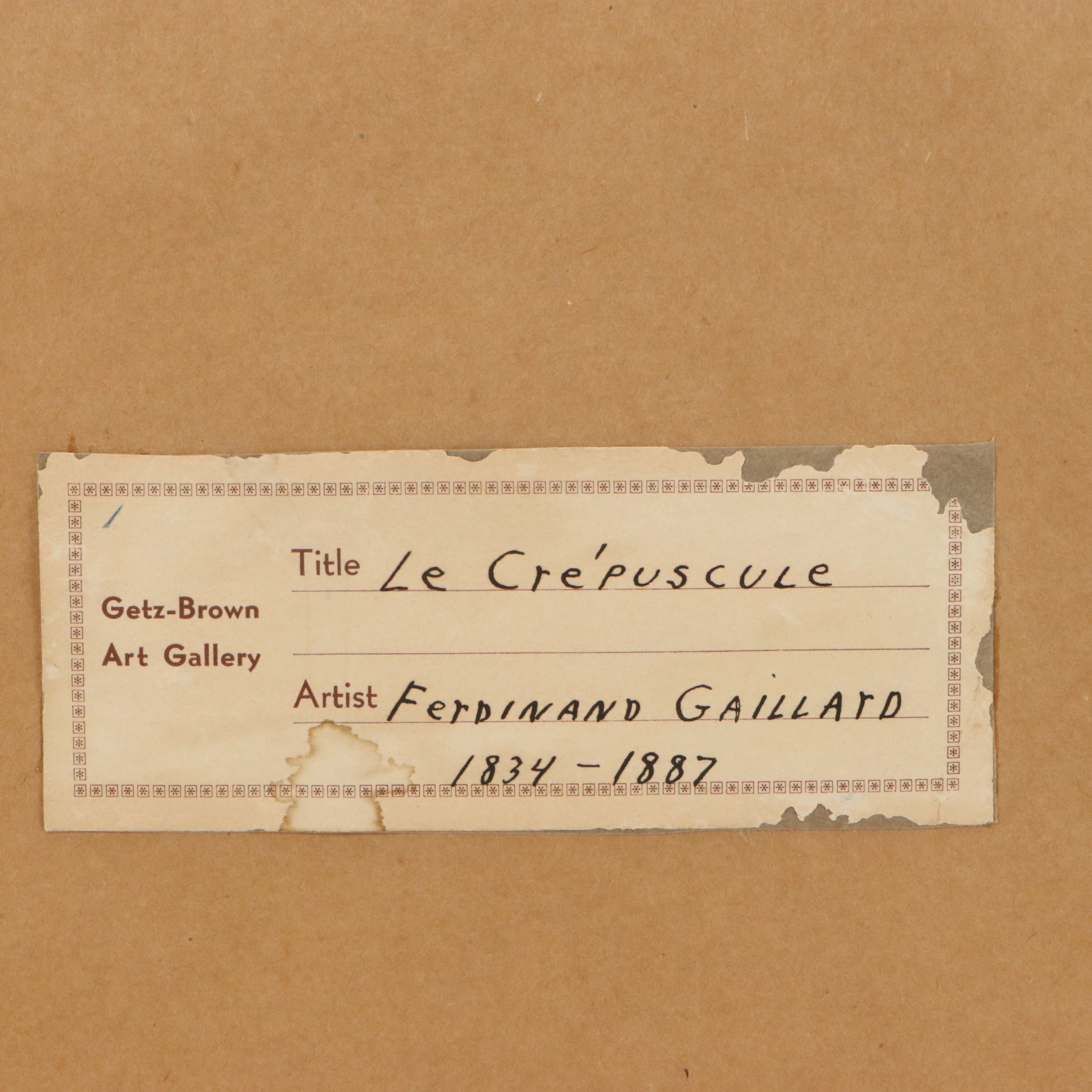 Claude Ferdinand Gaillard Engraving on Chine-Collé "Le Crépuscule"