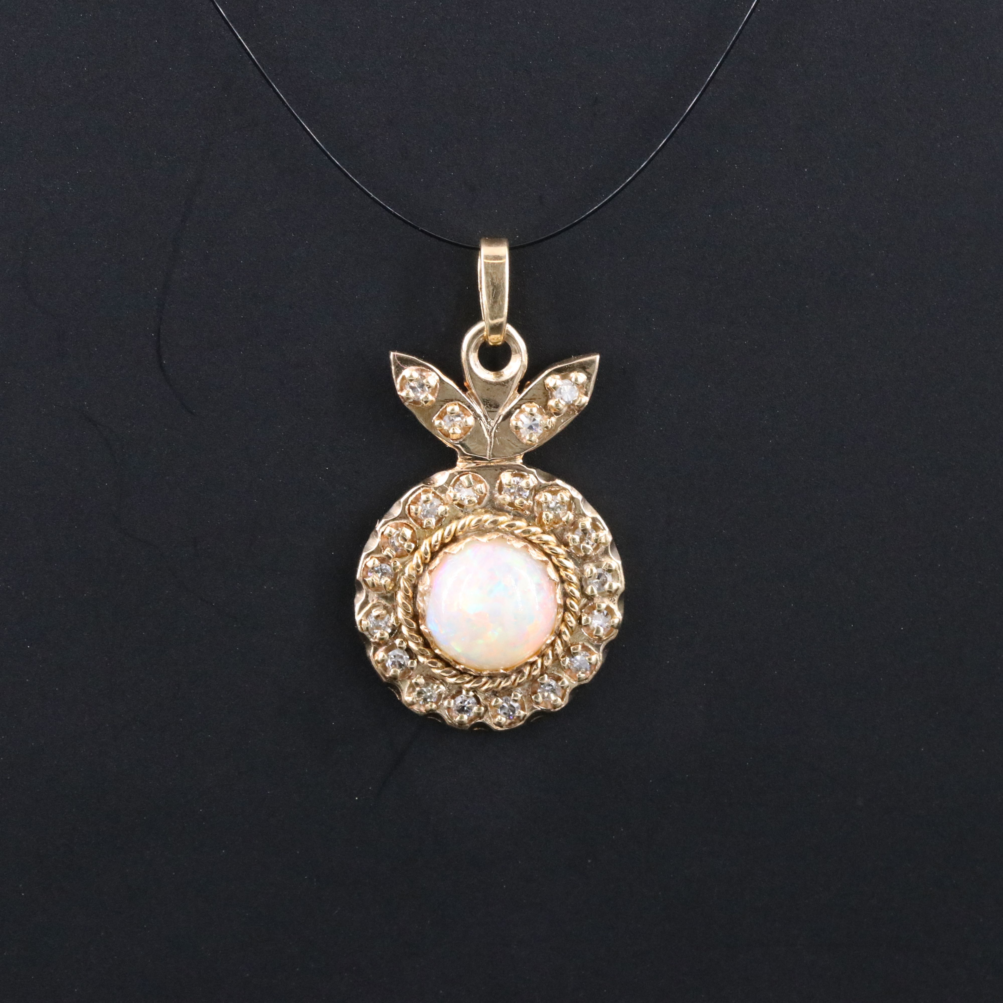 14K Opal and Diamond Pendant