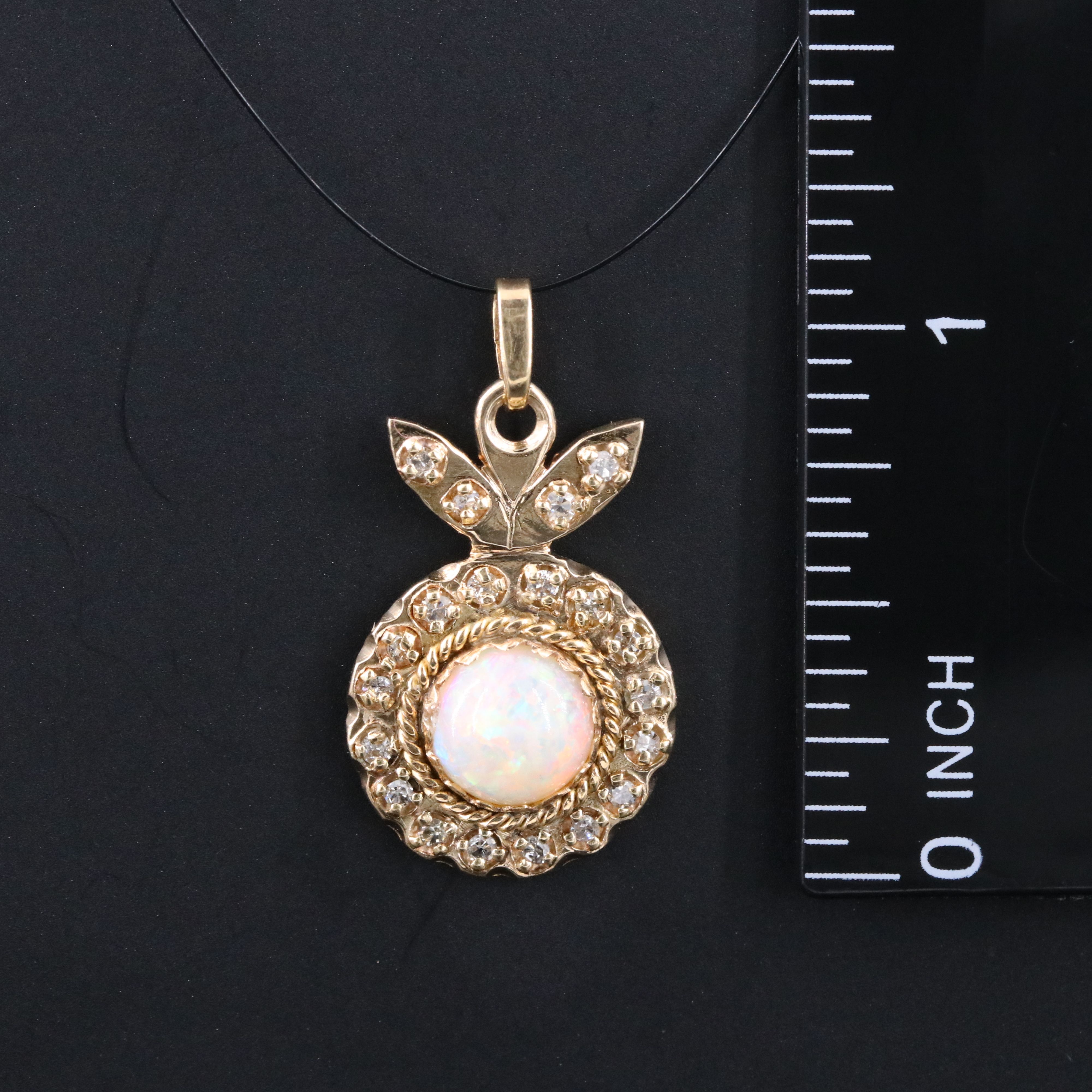 14K Opal and Diamond Pendant