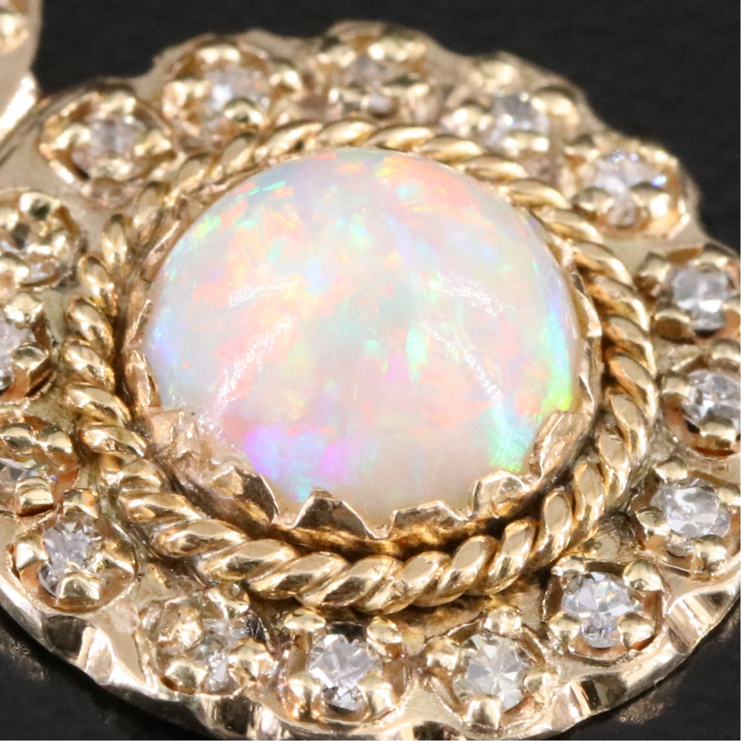 14K Opal and Diamond Pendant