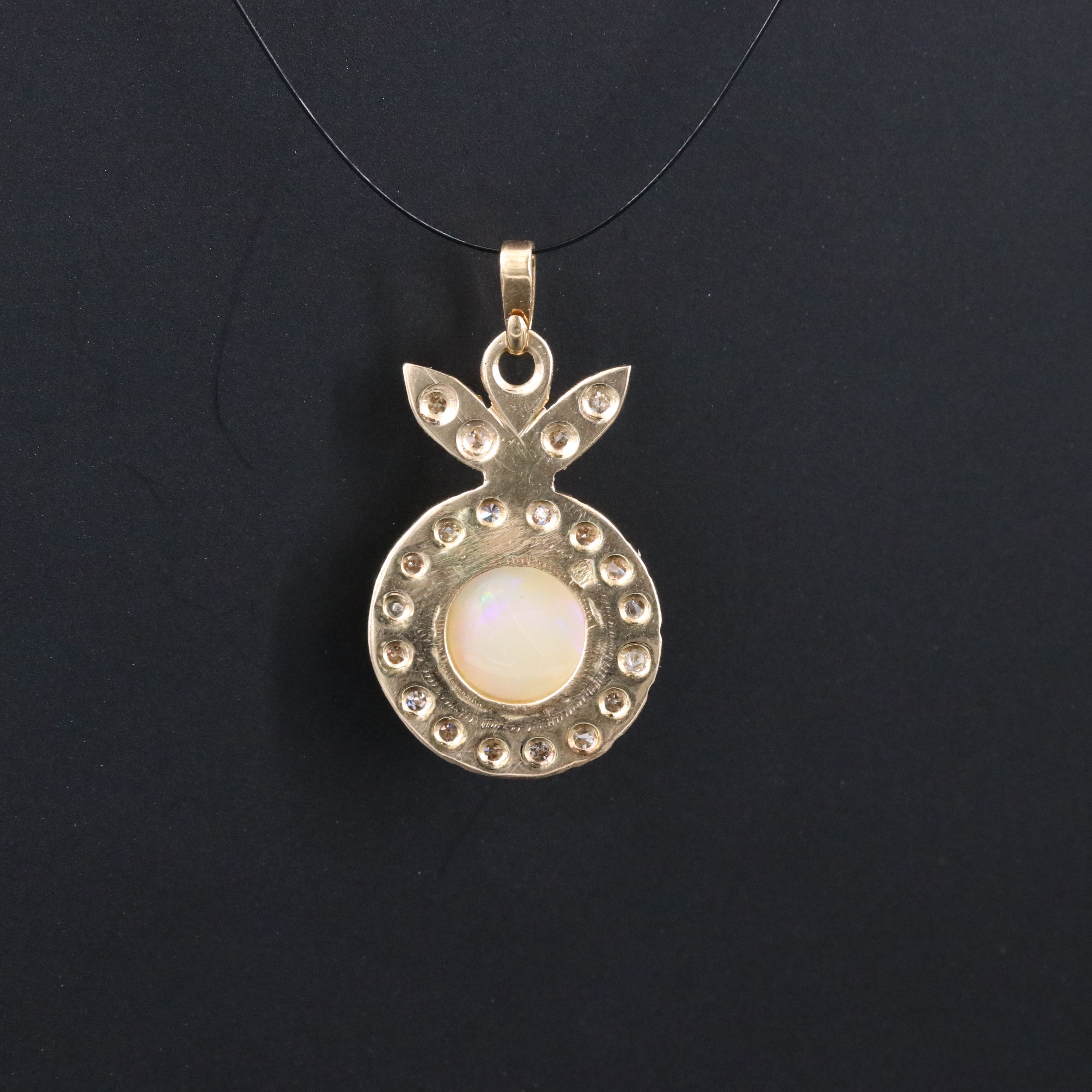 14K Opal and Diamond Pendant