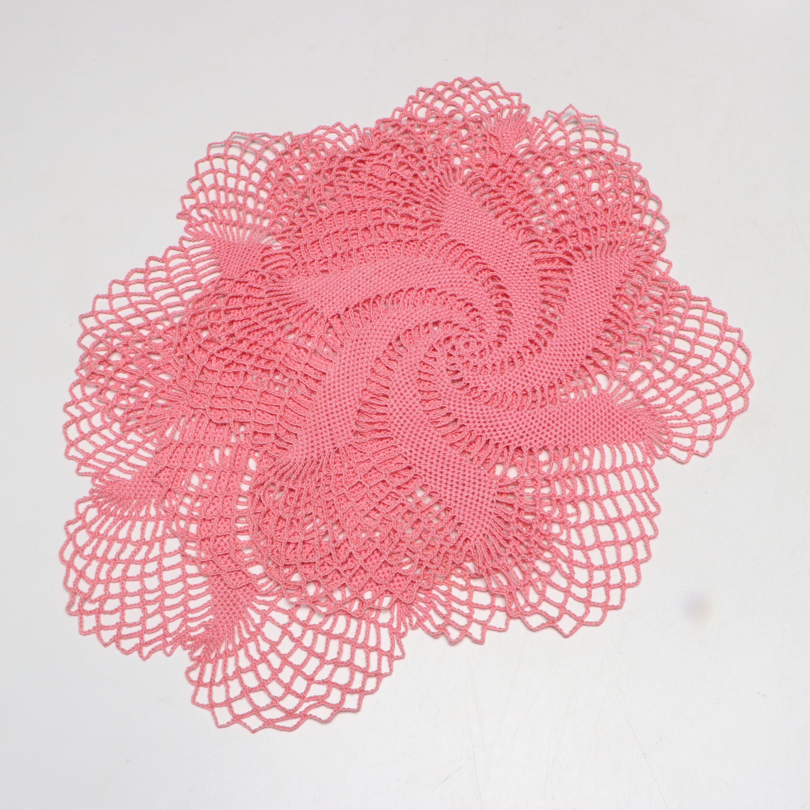 Wood Sewing Rack and Hand-Embroidered Pillowcases with Doilies and Trimmer