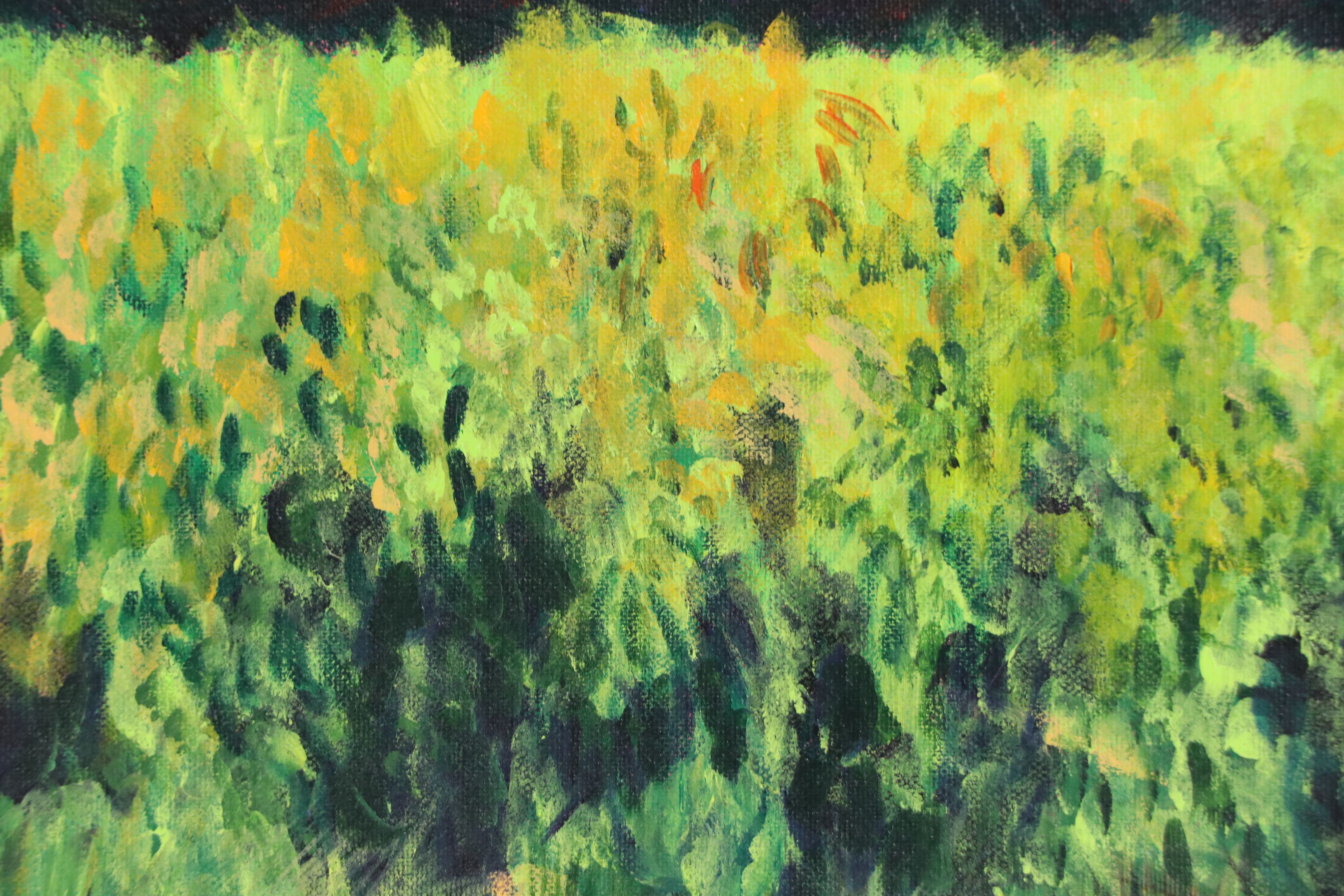 Impressionistic Oil Painting of Green Field, Late 20th Century