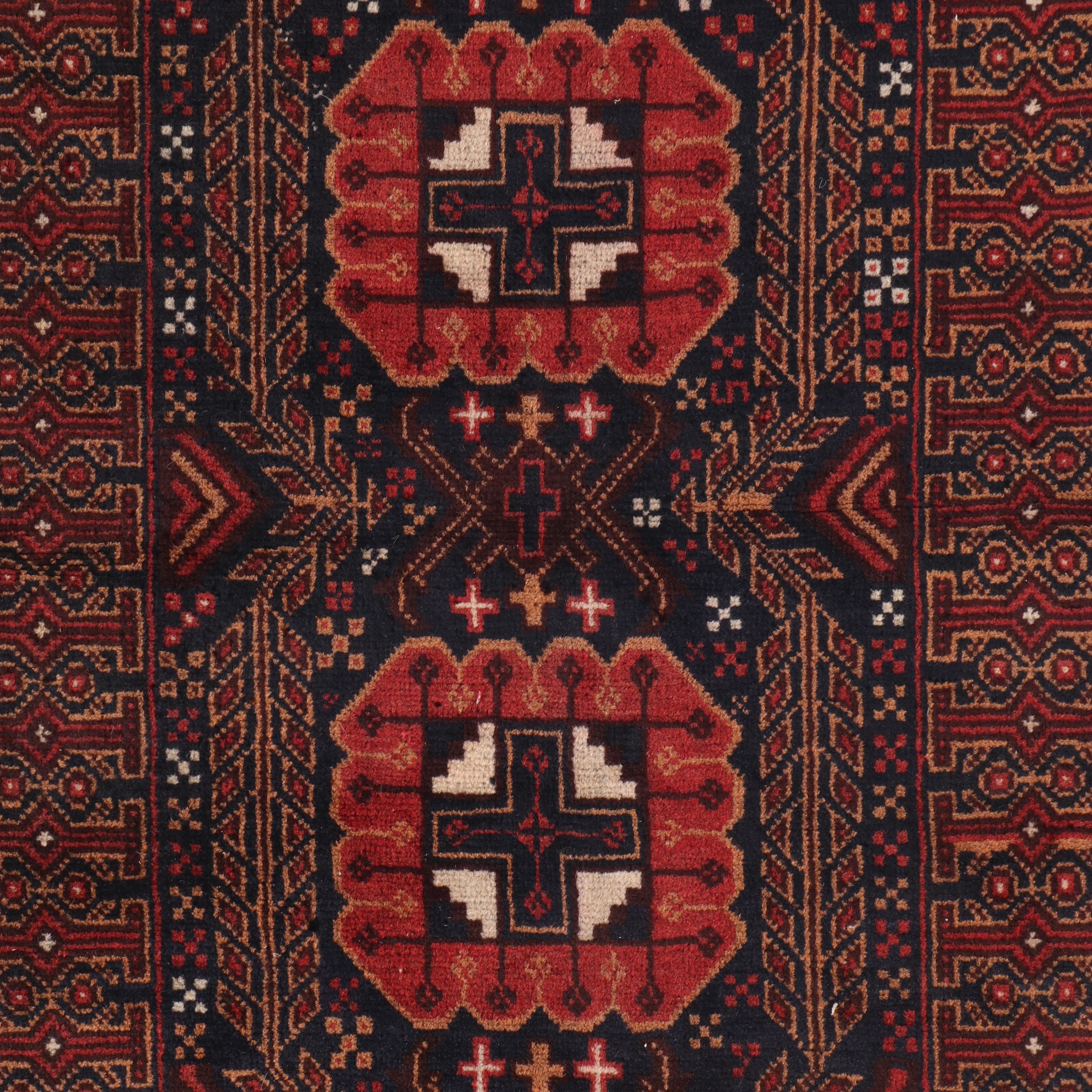 2'8 x 4'5 Hand-Knotted Afghan Baluch Accent Rug
