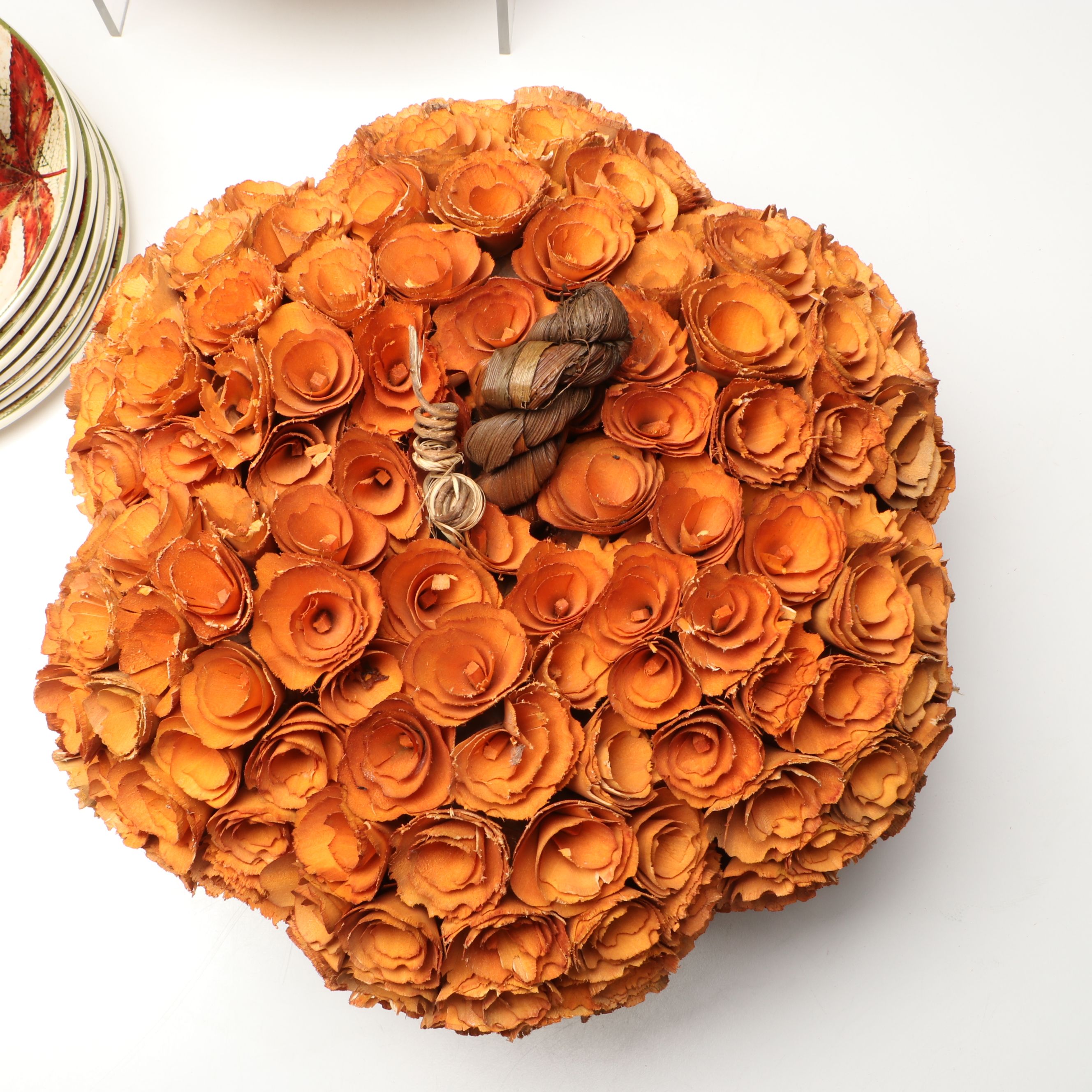 Decorative Pumpkins with Autumnal Transferware Plates