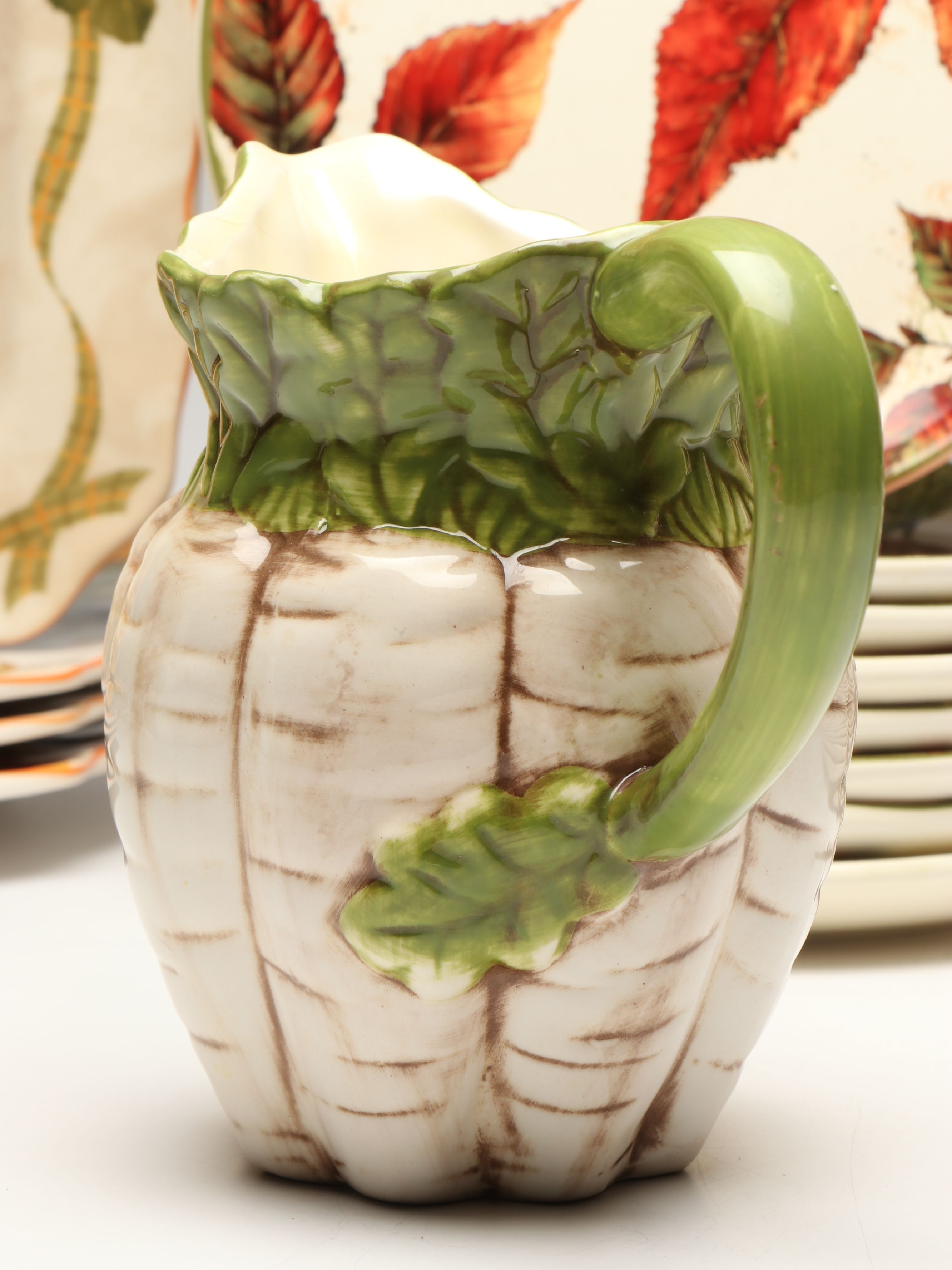 Decorative Pumpkins with Autumnal Transferware Plates