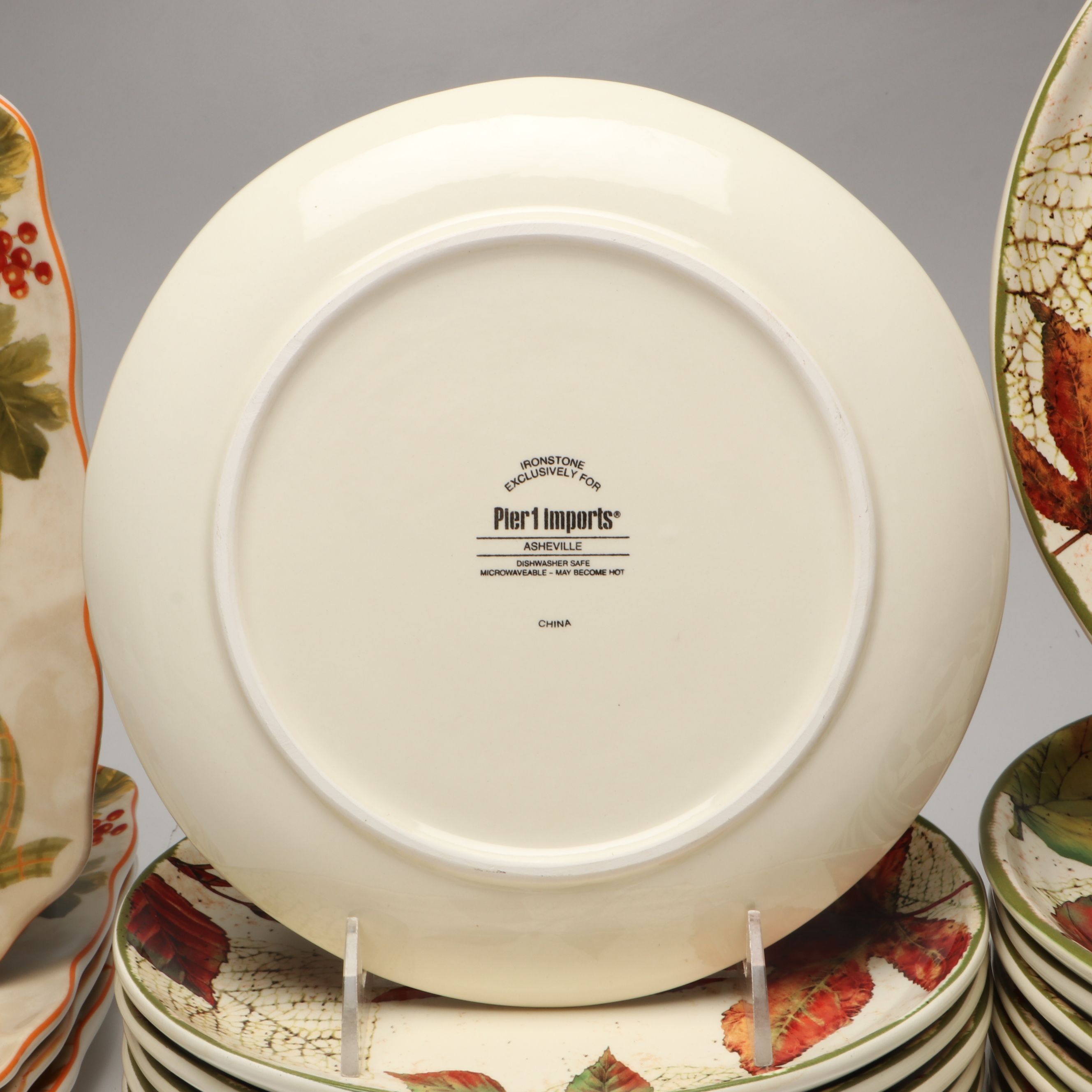 Decorative Pumpkins with Autumnal Transferware Plates