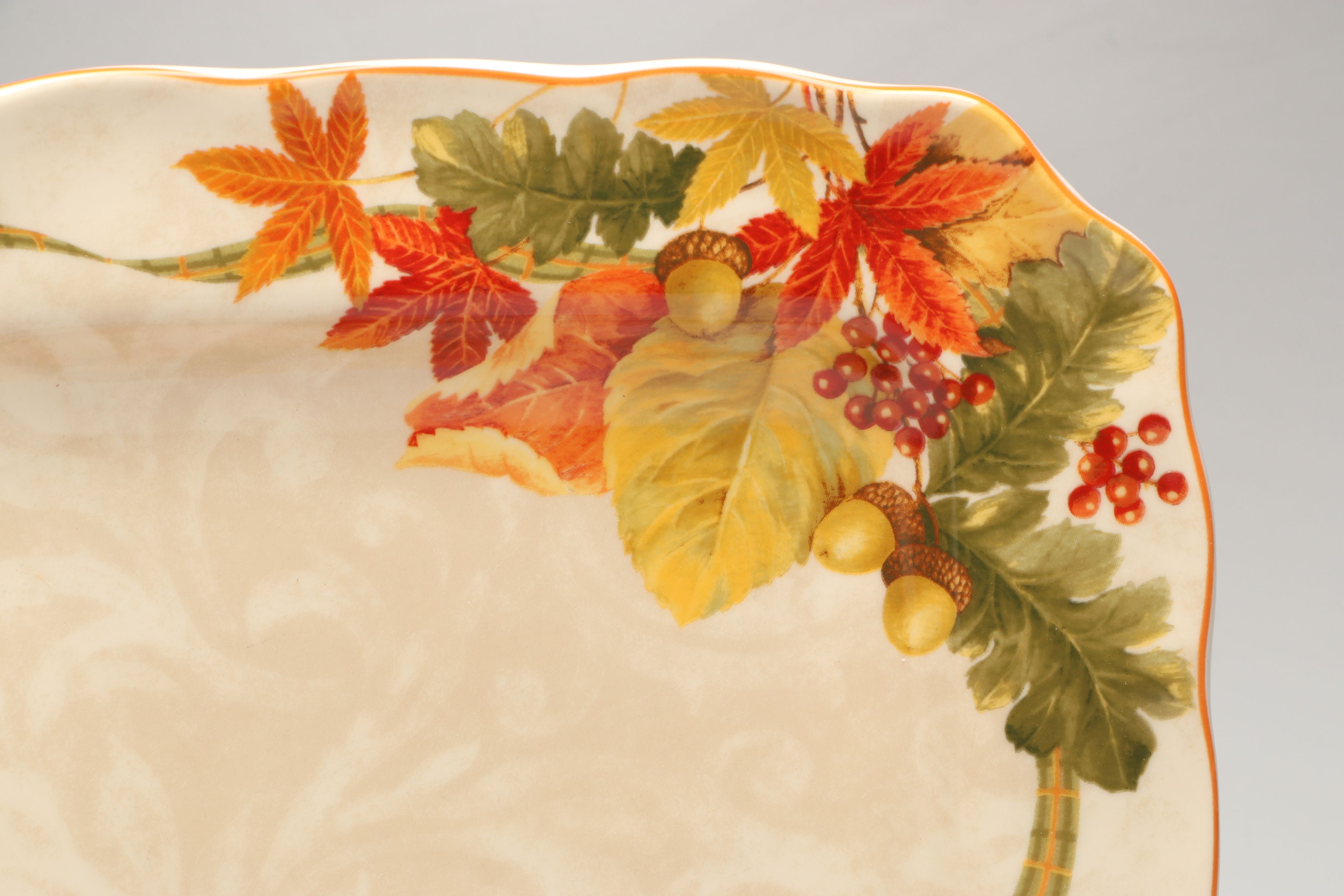 Decorative Pumpkins with Autumnal Transferware Plates