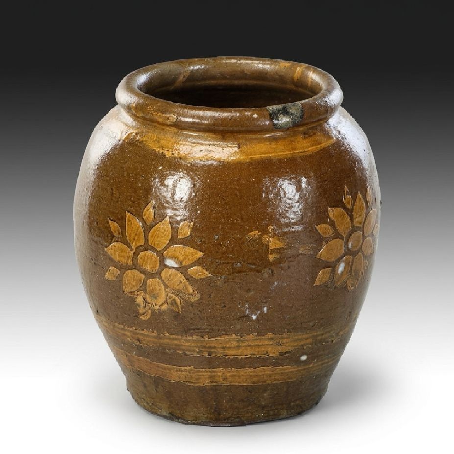 Primitive Glazed Stoneware Jar, 19th Century