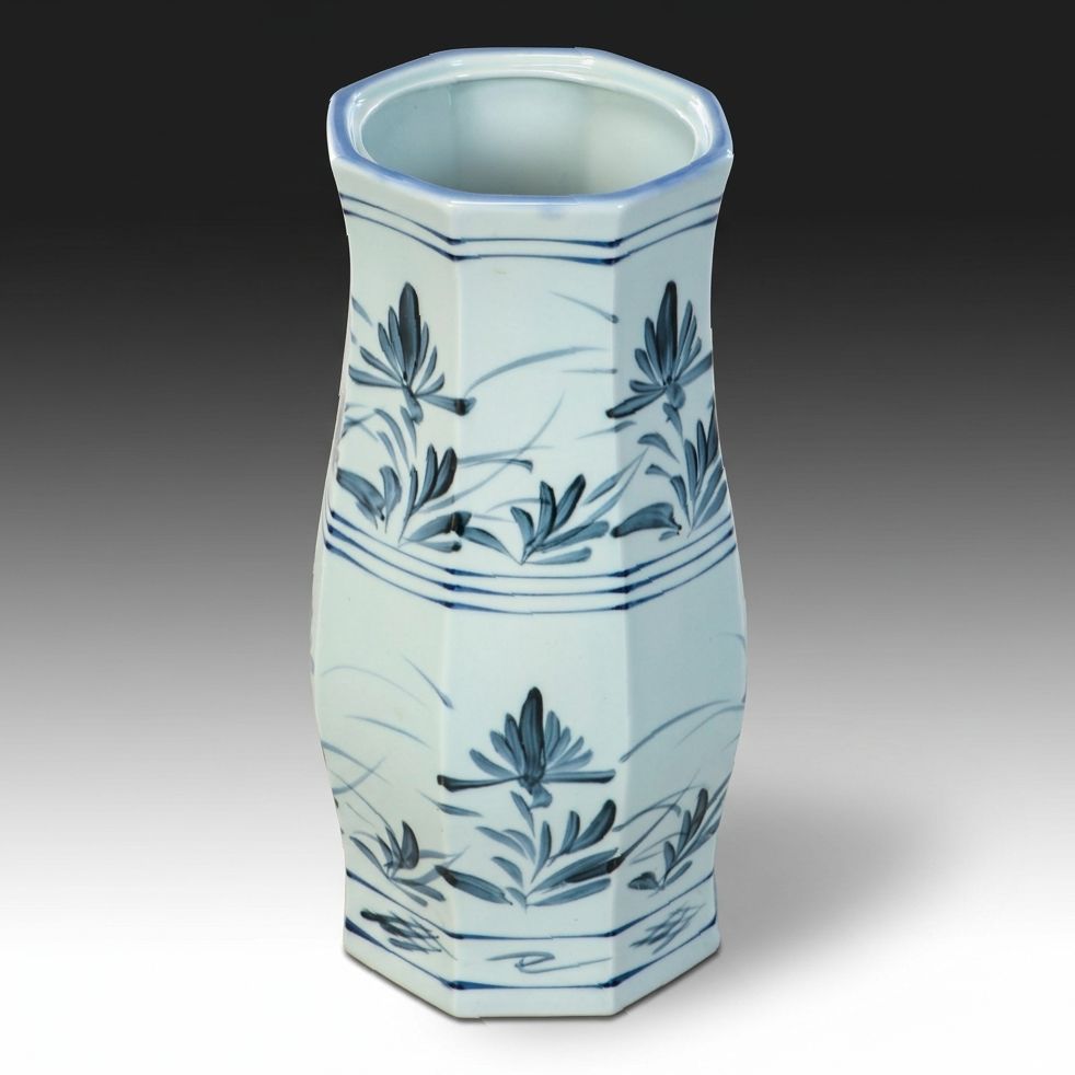 Chinese Blue Hand-Painted Porcelain Vase, Mid to Late 20th Century
