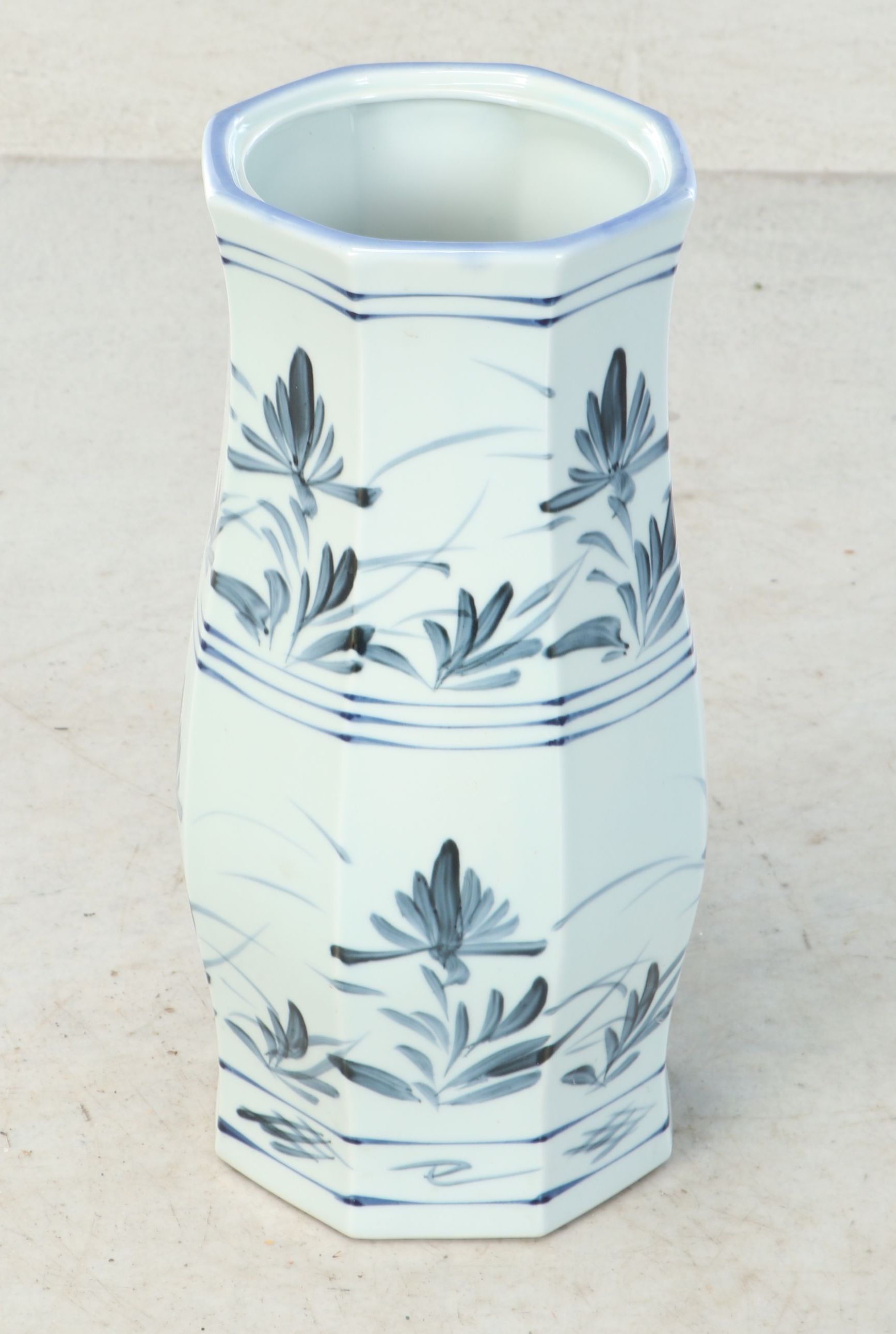 Chinese Blue Hand-Painted Porcelain Vase, Mid to Late 20th Century