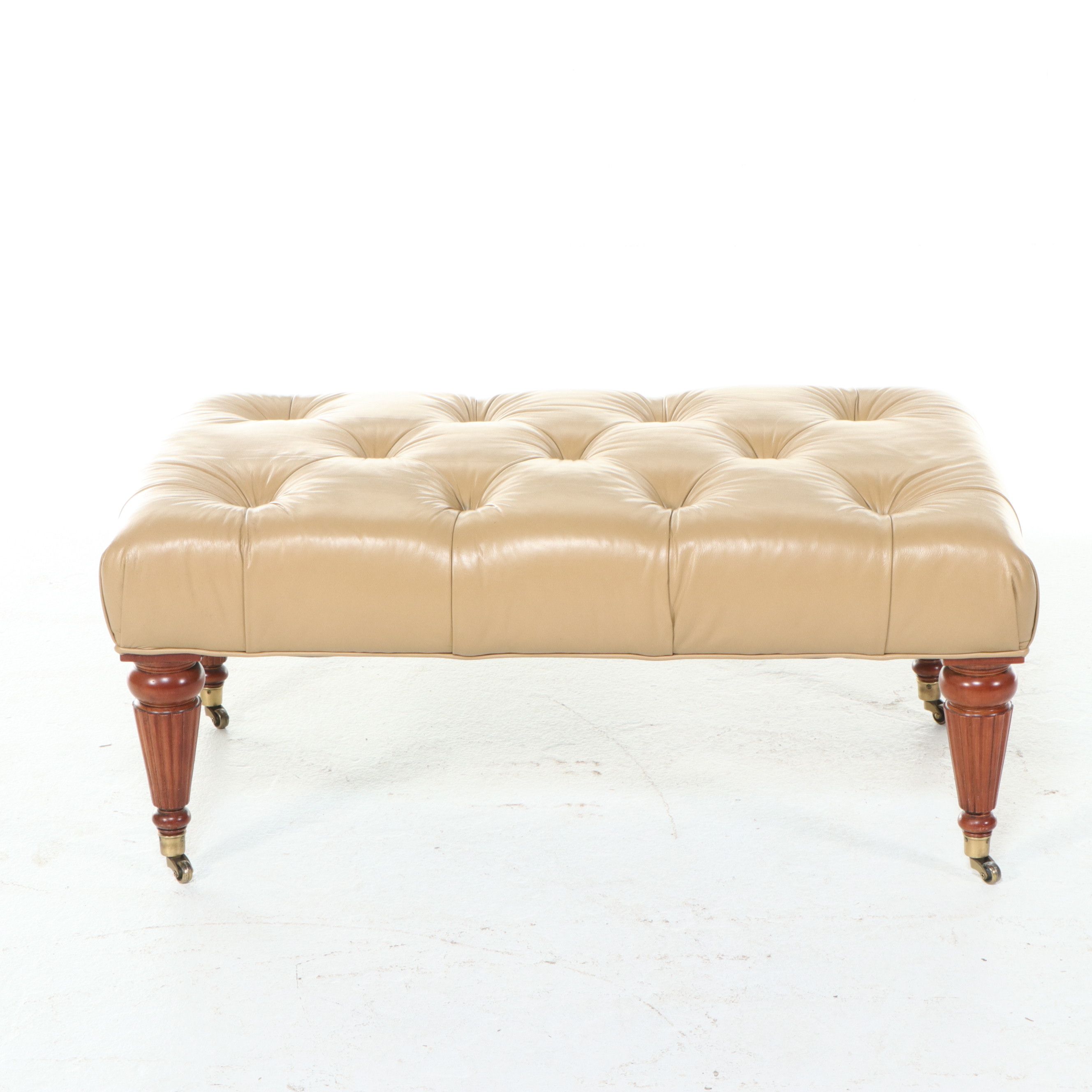 Ethan Allen Tufted Leather Cocktail Ottoman, 1997