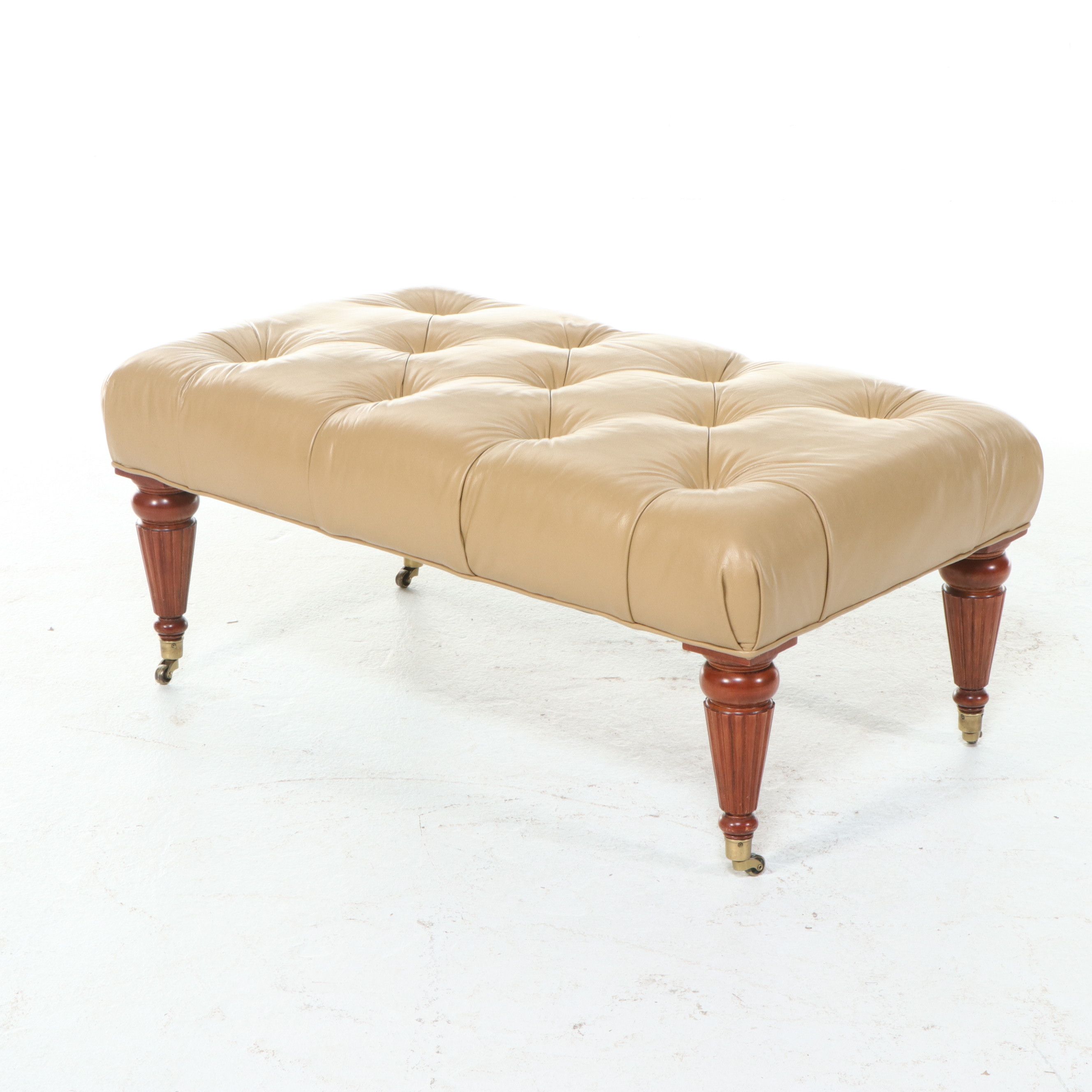 Ethan Allen Tufted Leather Cocktail Ottoman, 1997