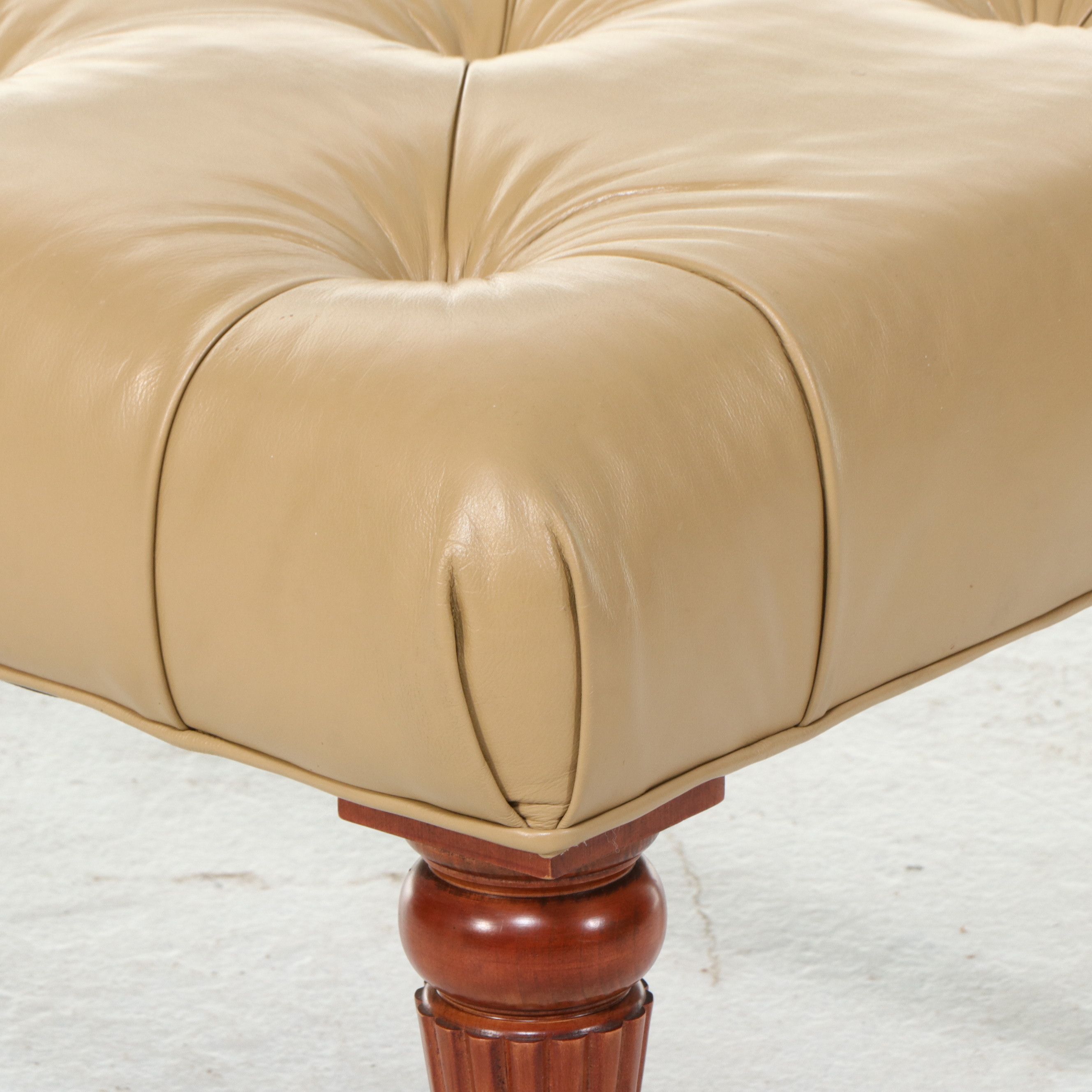 Ethan Allen Tufted Leather Cocktail Ottoman, 1997