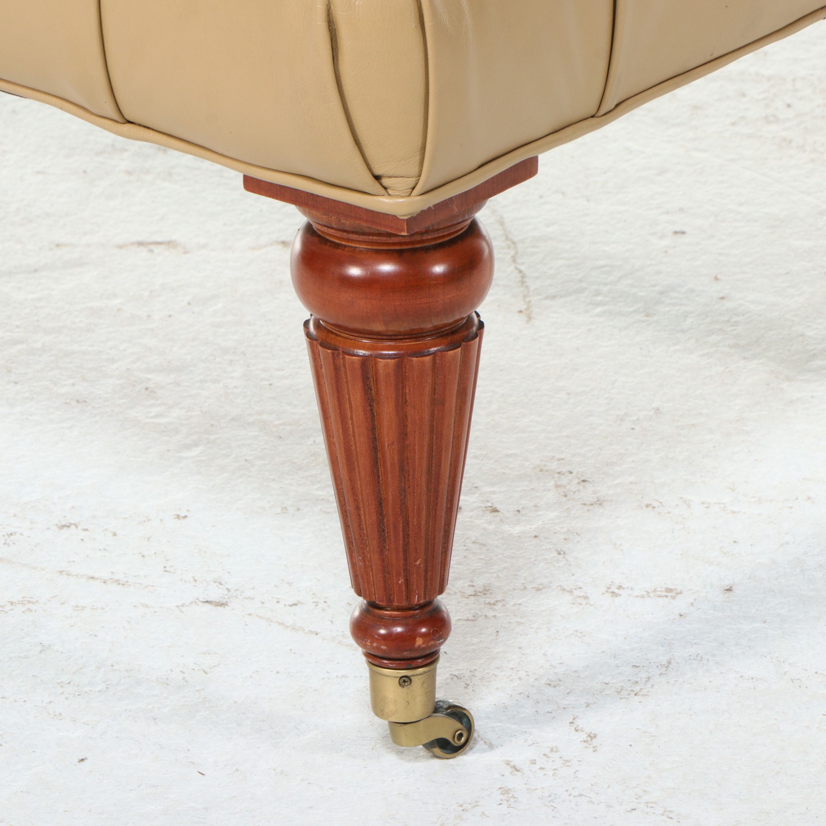 Ethan Allen Tufted Leather Cocktail Ottoman, 1997