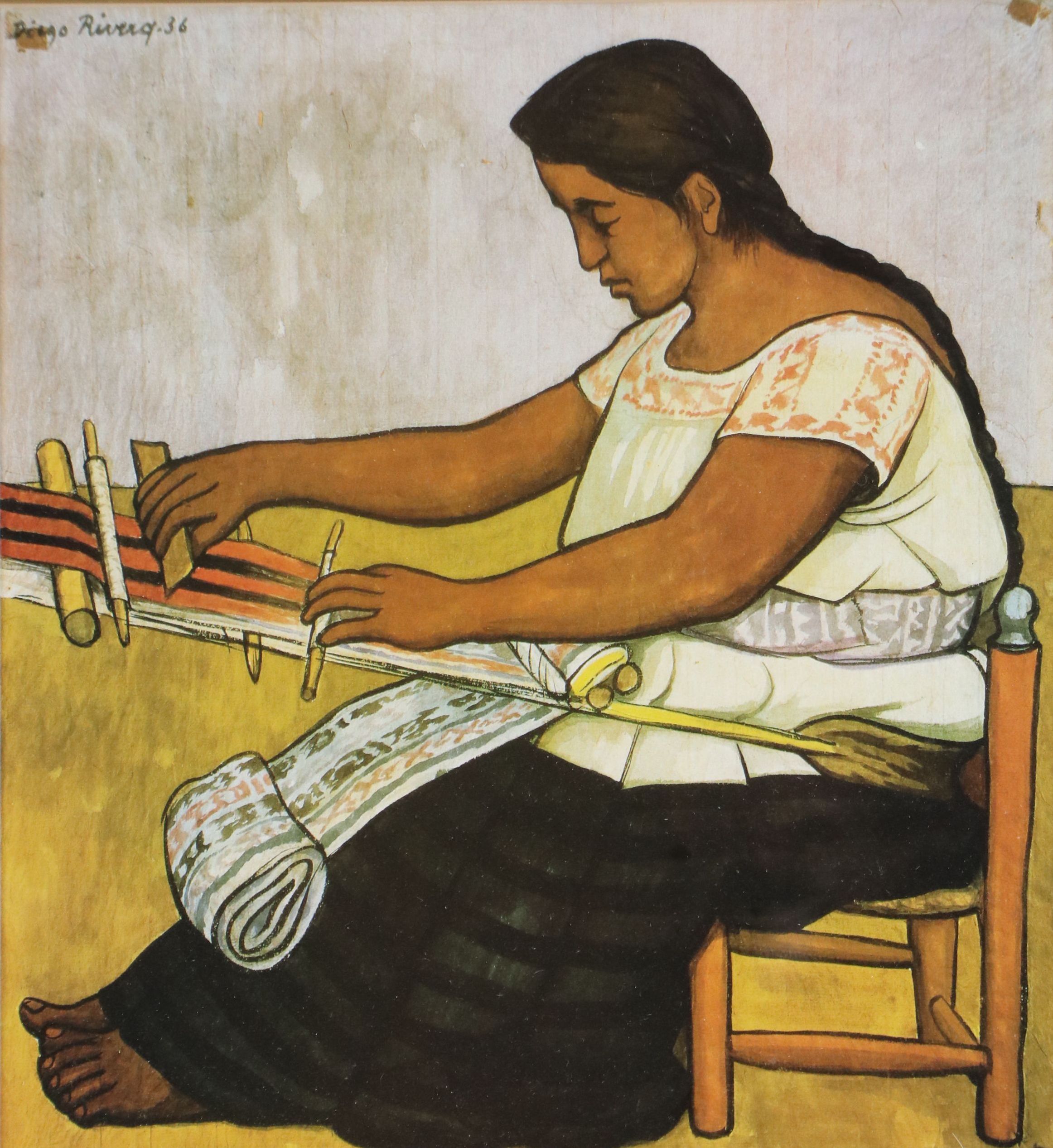 After Diego Rivera Offset Lithograph "Weaver," Late 20th Century