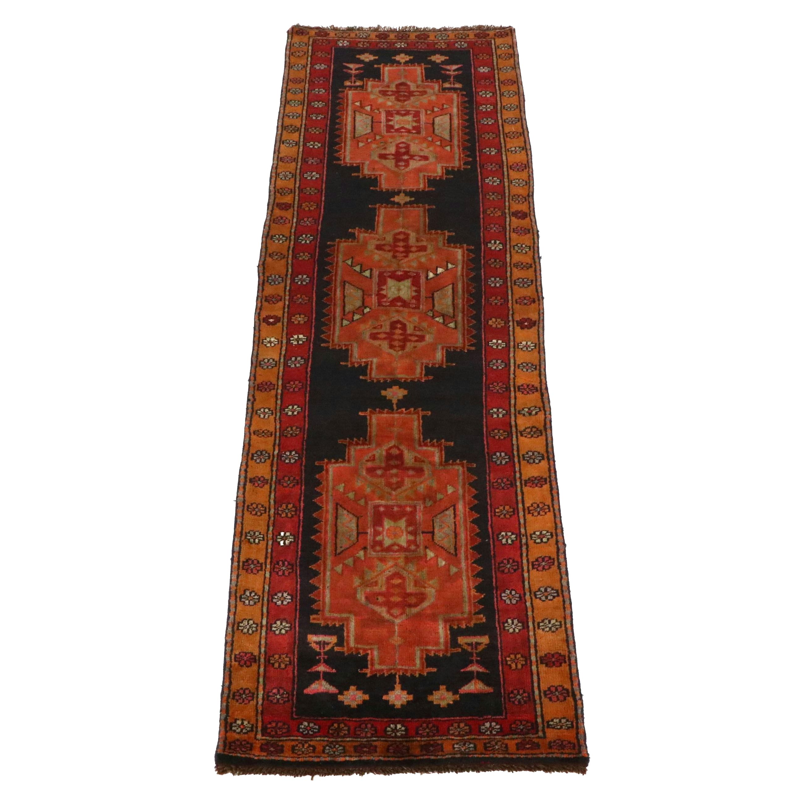 3'7 x 11'6 Hand-Knotted Persian Kurdish Long Rug