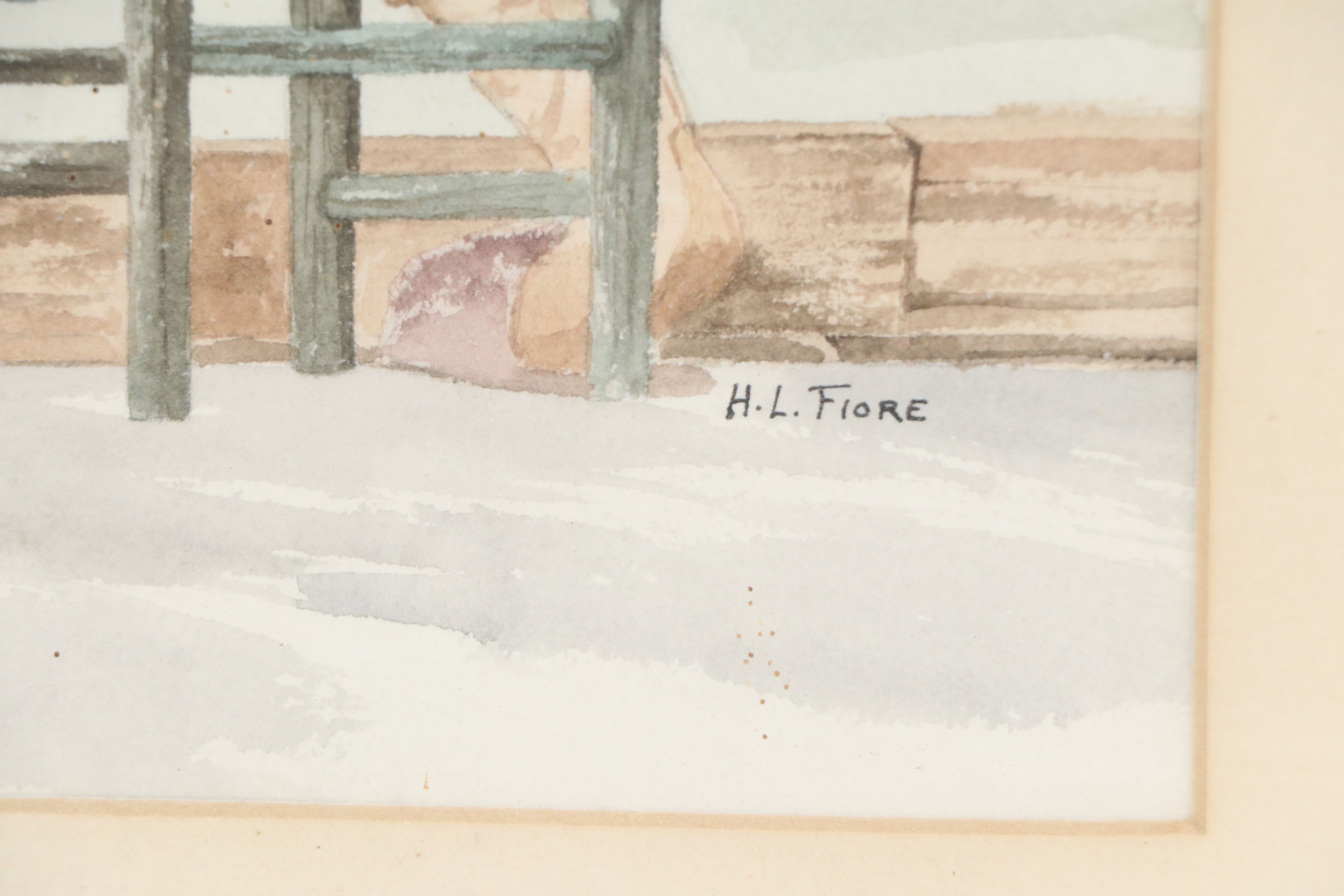 Henry L. Fiore Watercolor Painting of Woman at Window, Mid to Late 20th Century