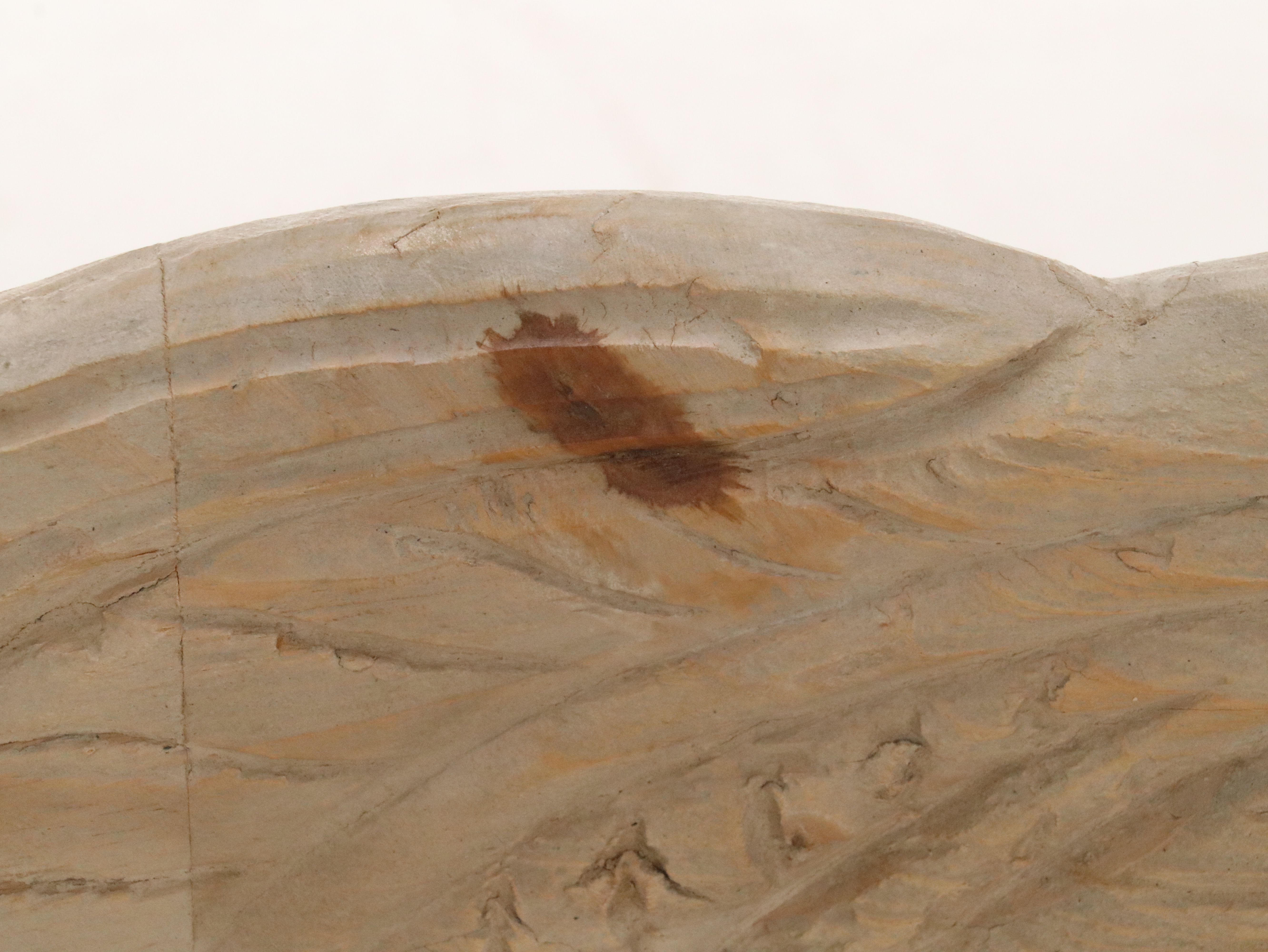 Hand-Carved and Painted Wood Angel Wing Statue Fragment