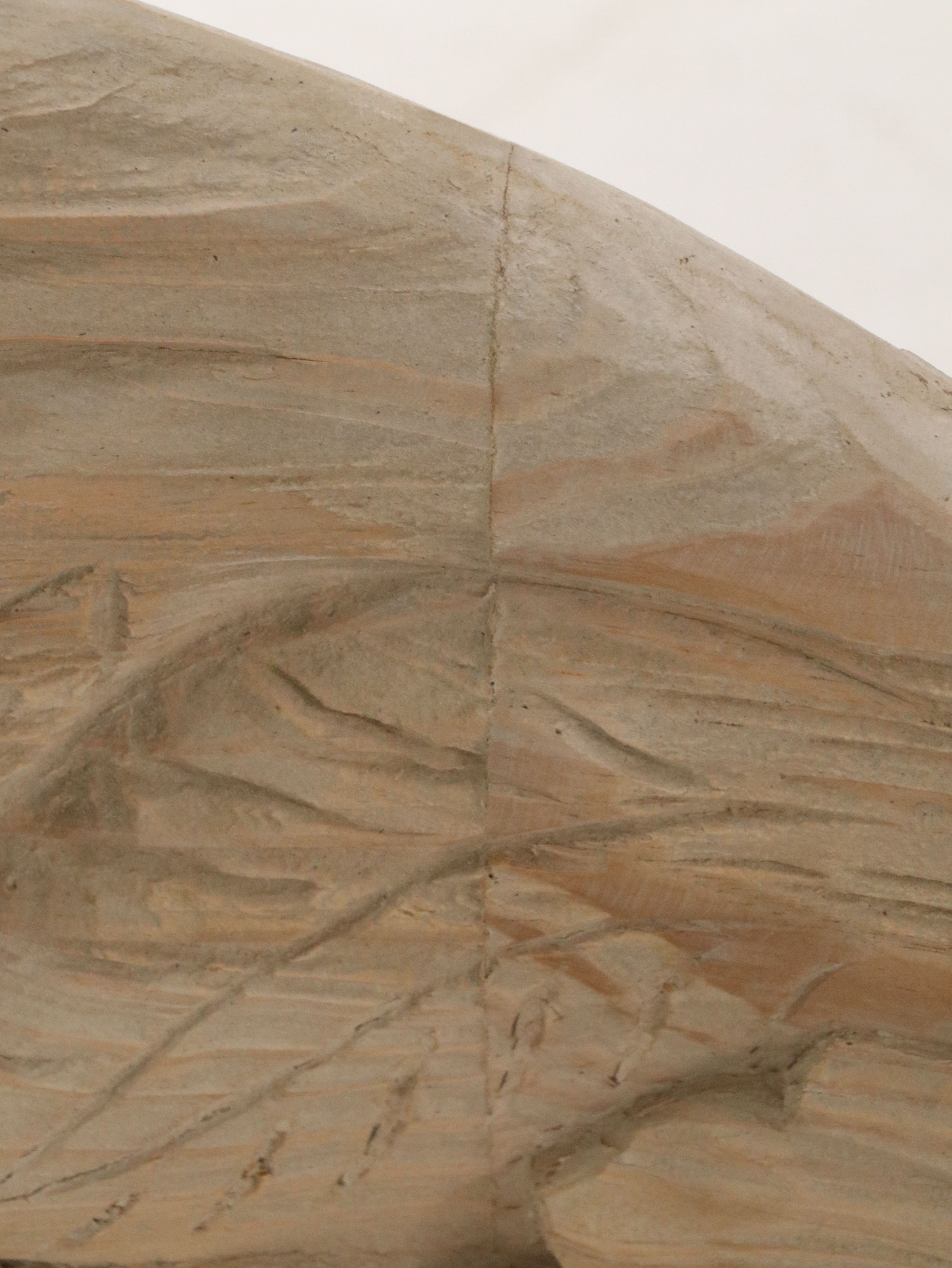 Hand-Carved and Painted Wood Angel Wing Statue Fragment