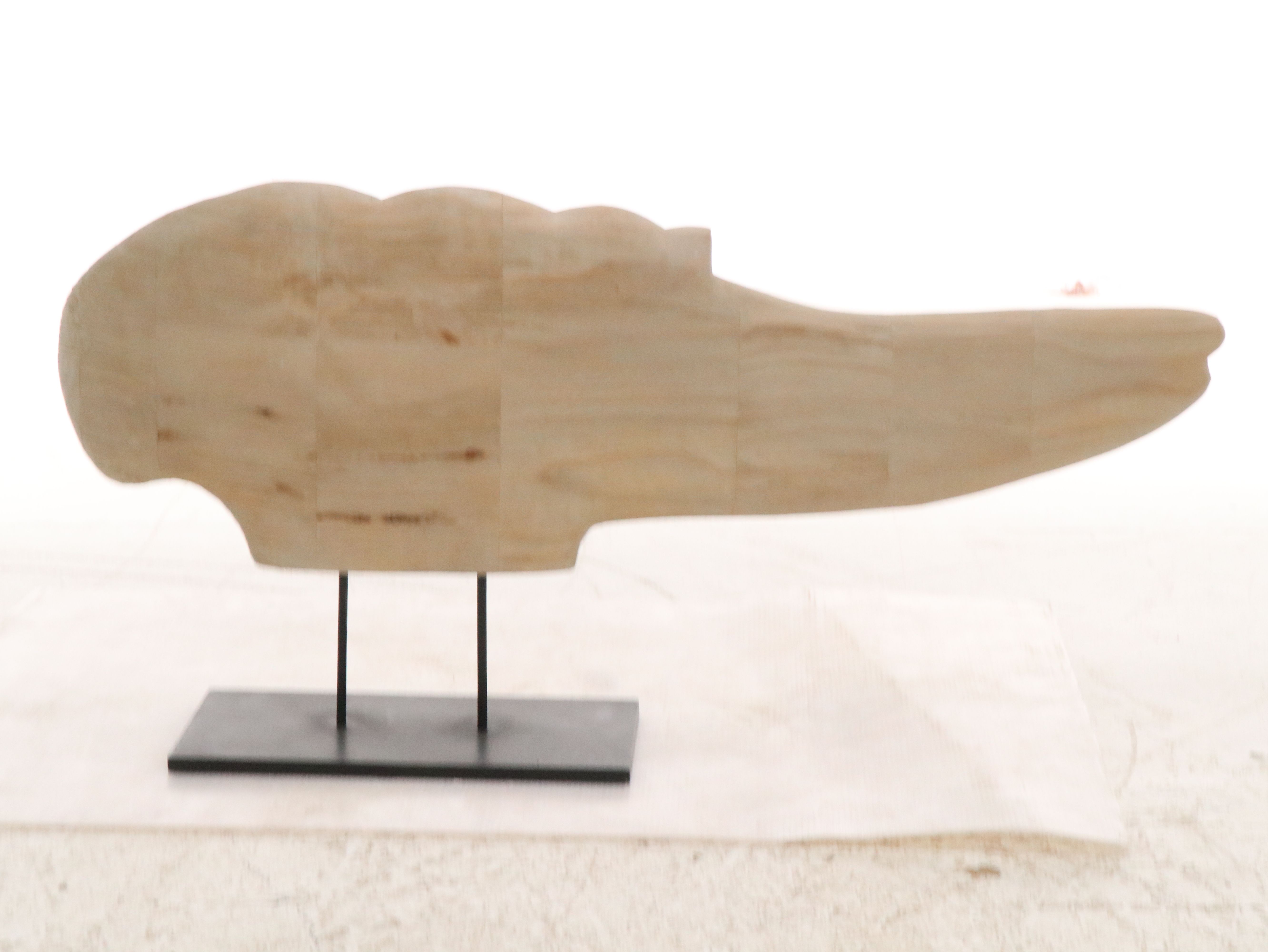 Hand-Carved and Painted Wood Angel Wing Statue Fragment