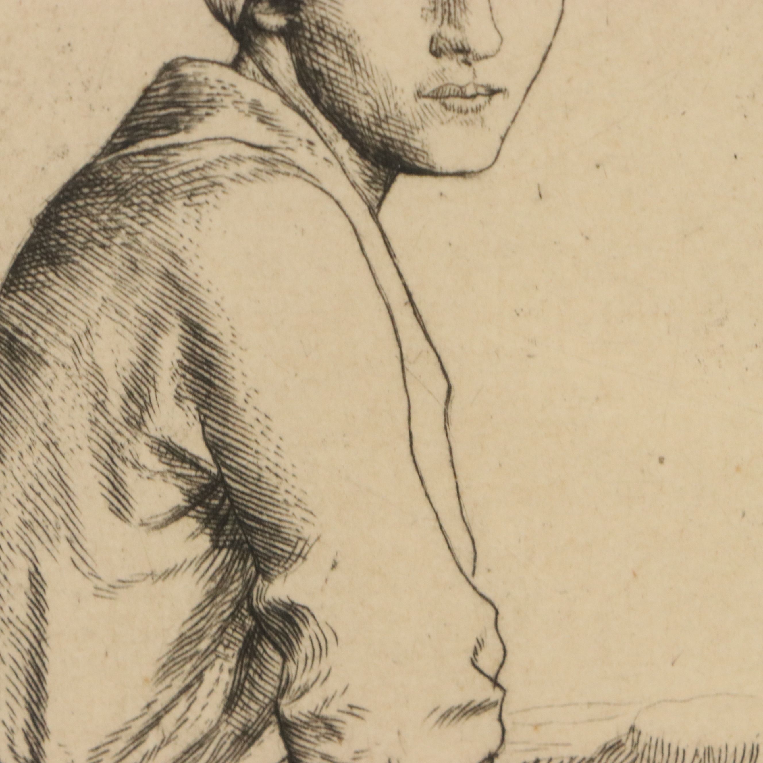William Strang Posthumous Restrike Etching "The Mill Girl"