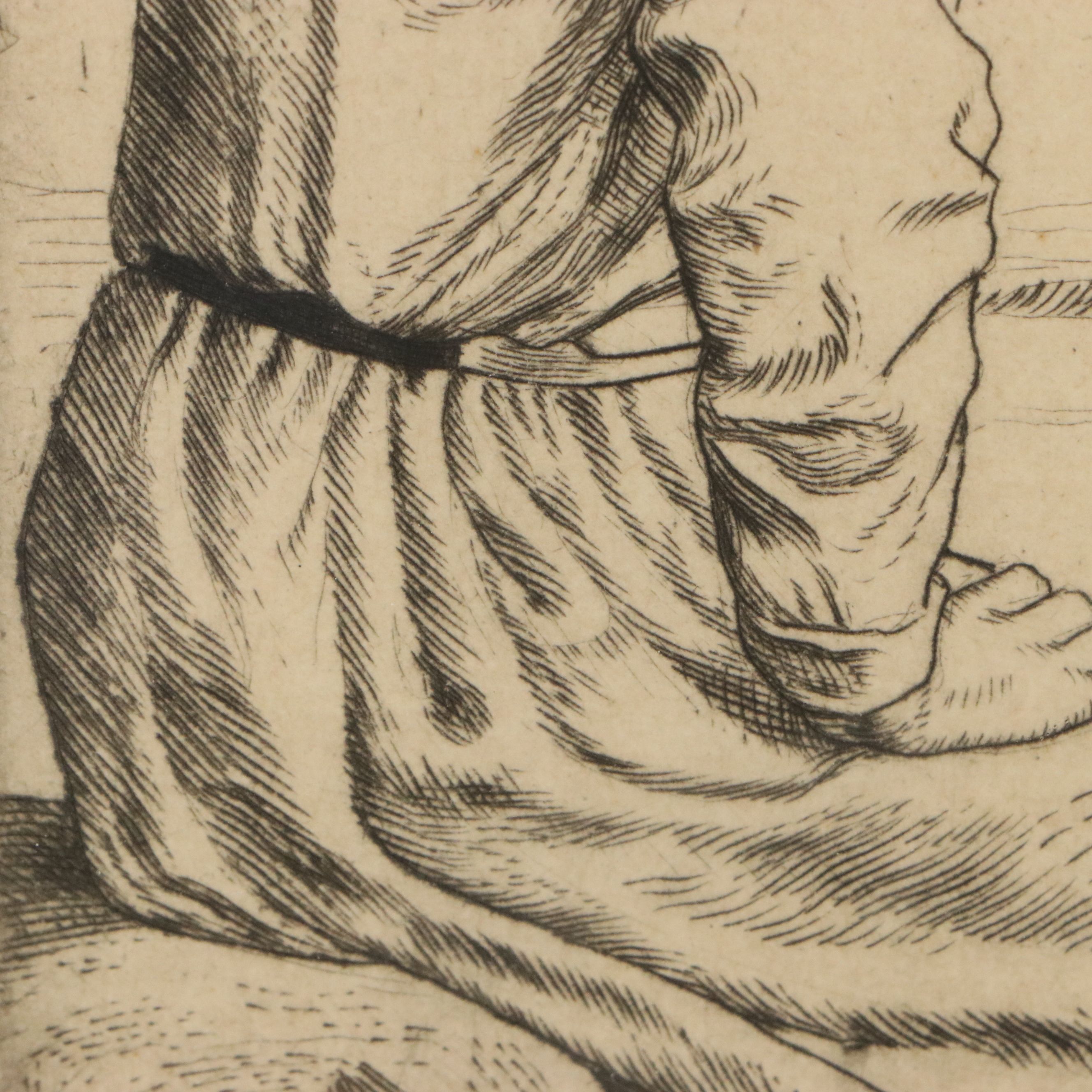 William Strang Posthumous Restrike Etching "The Mill Girl"