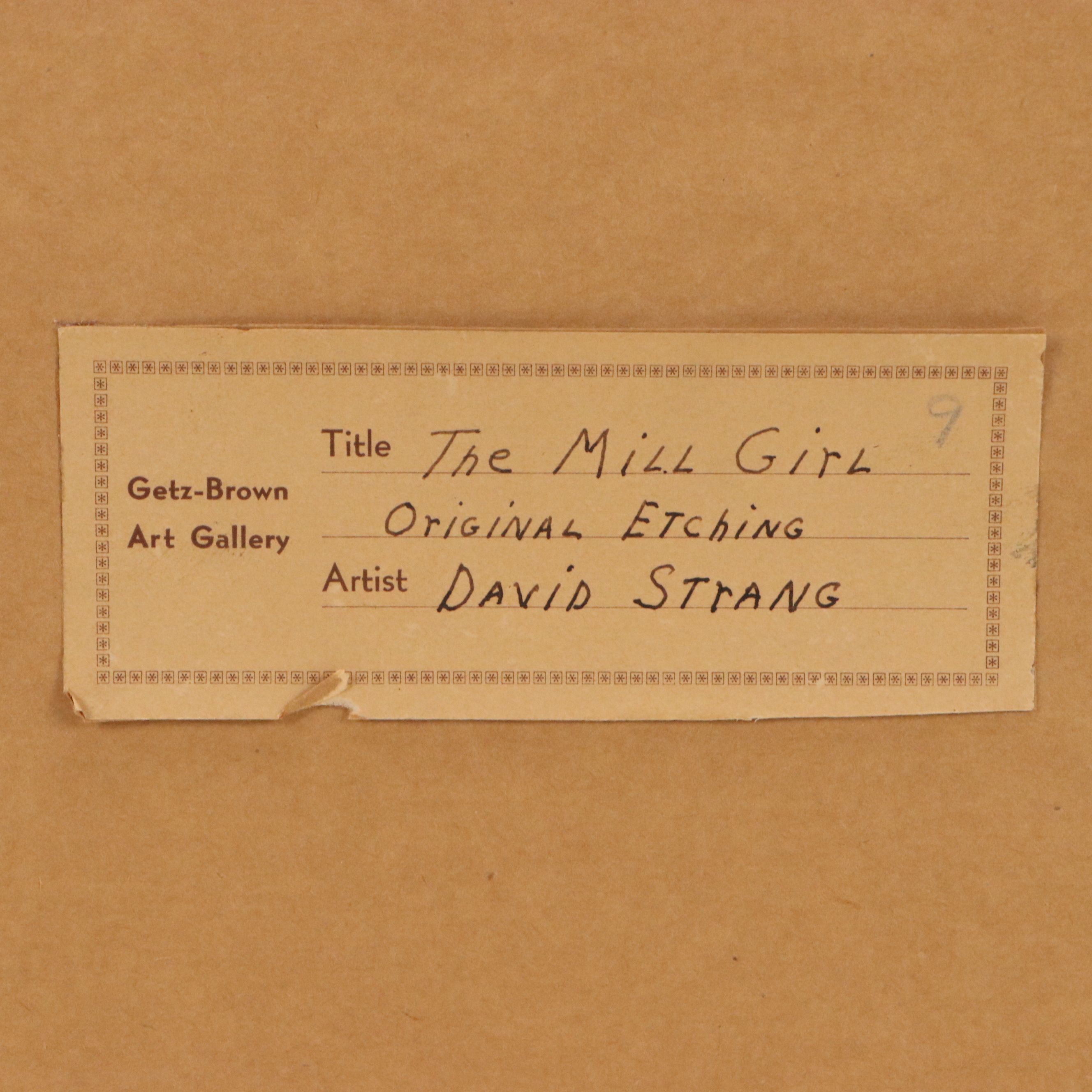 William Strang Posthumous Restrike Etching "The Mill Girl"