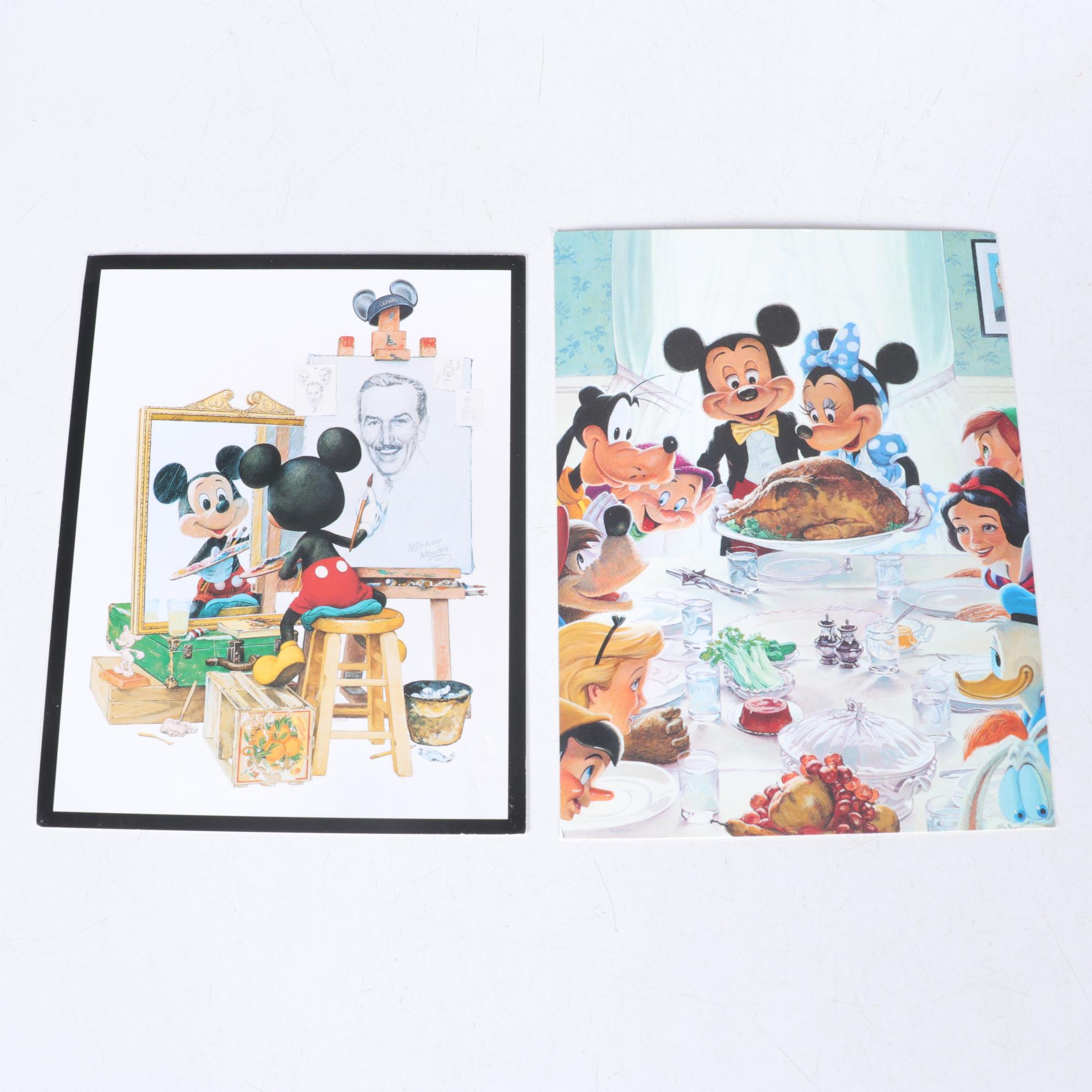 Collection of Commemorative Walt Disney Offset Lithographs & Postcards, C. 1990