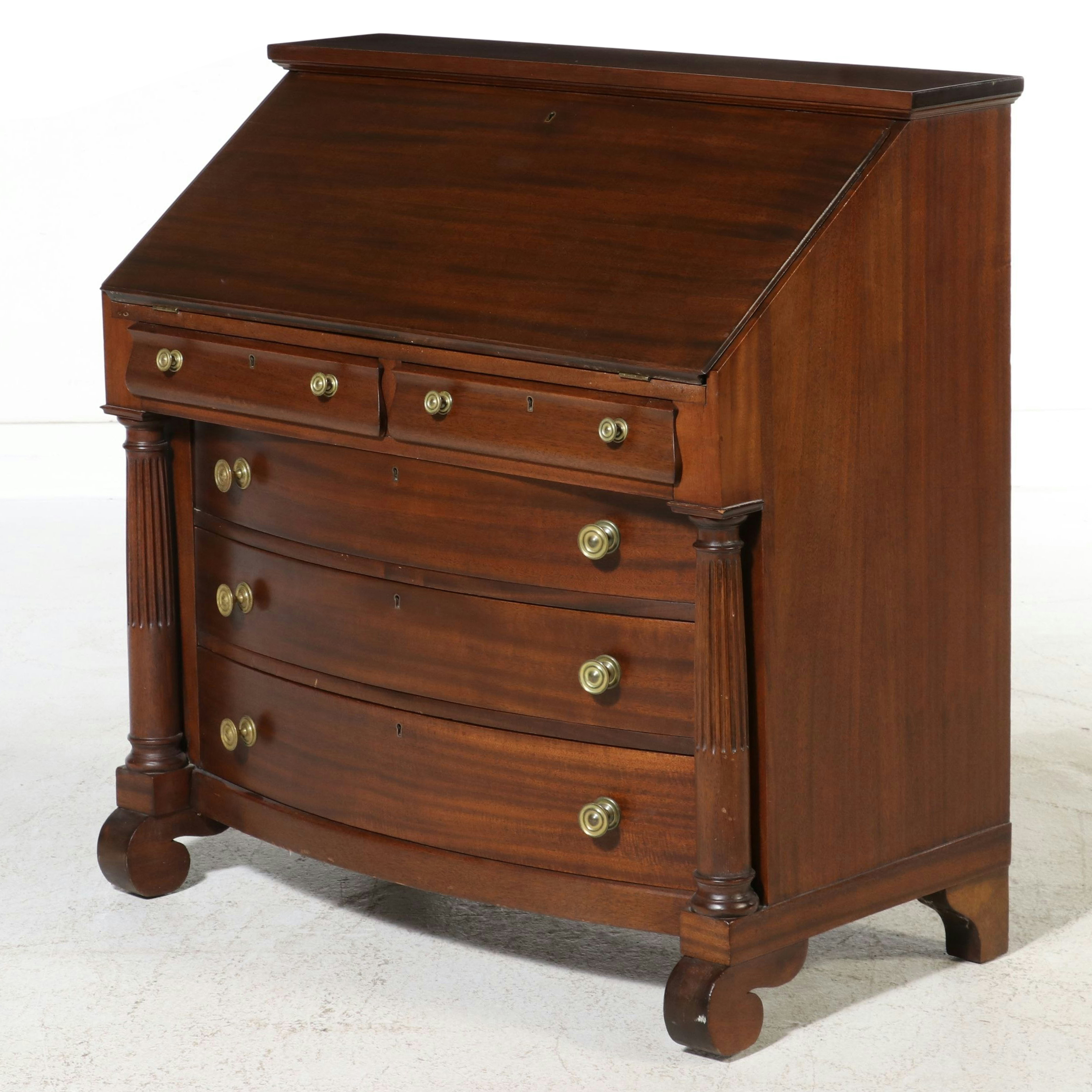 American Empire Style Mahogany Slant-Front Desk, Late 19th/ Early 20th Century