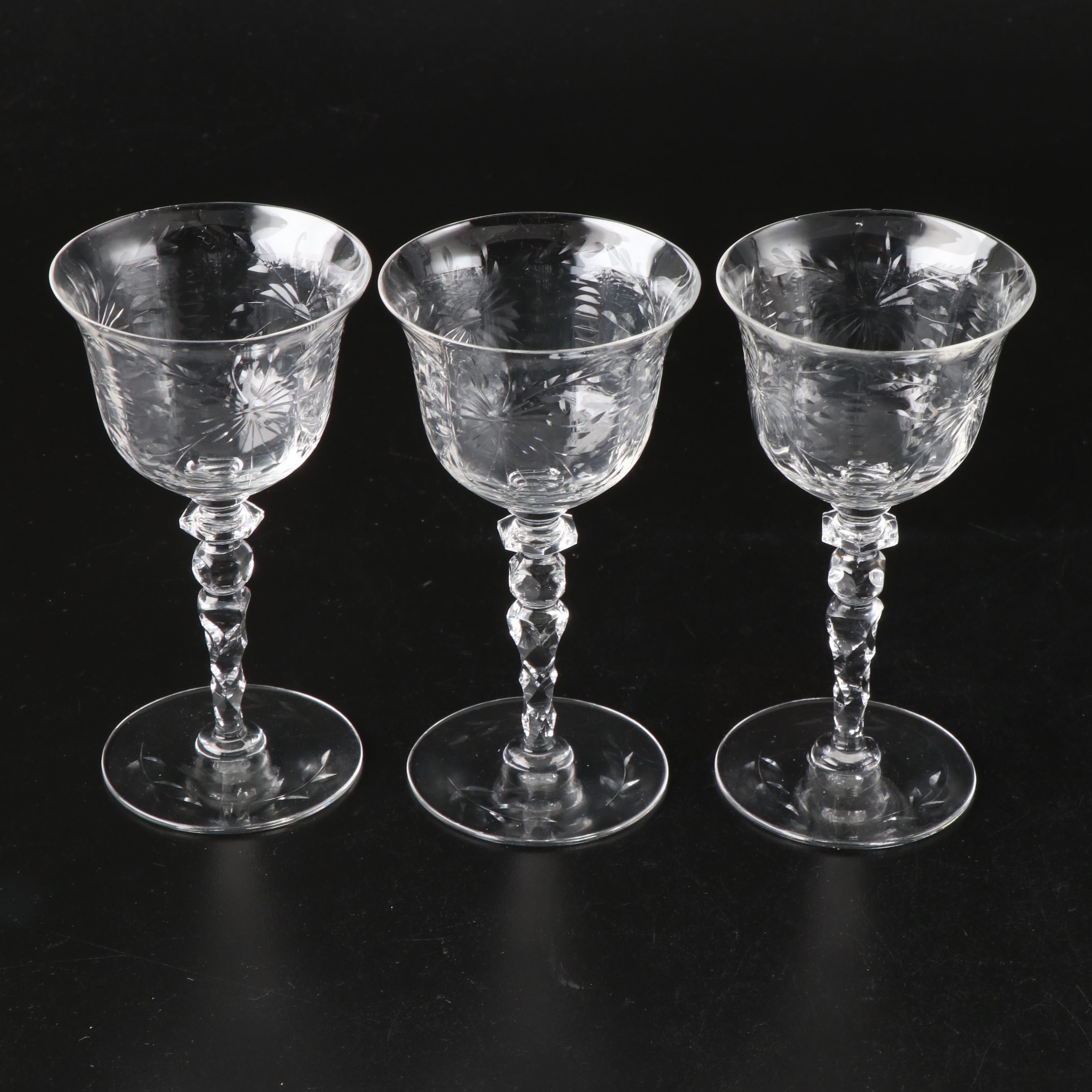 Fostoria "Navarre" Tall Sherbets, Wine Glasses and Water Goblets