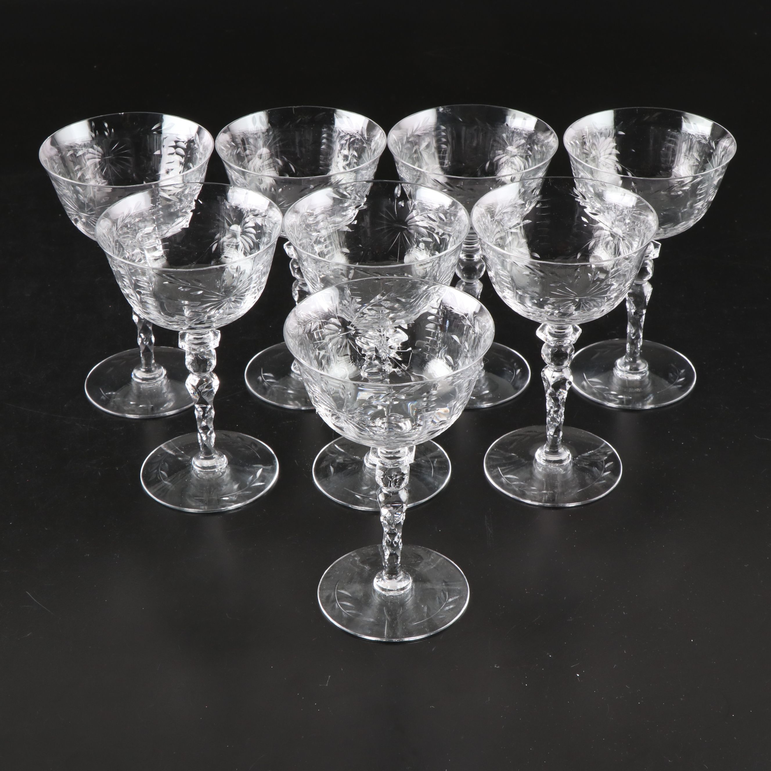 Fostoria "Navarre" Tall Sherbets, Wine Glasses and Water Goblets
