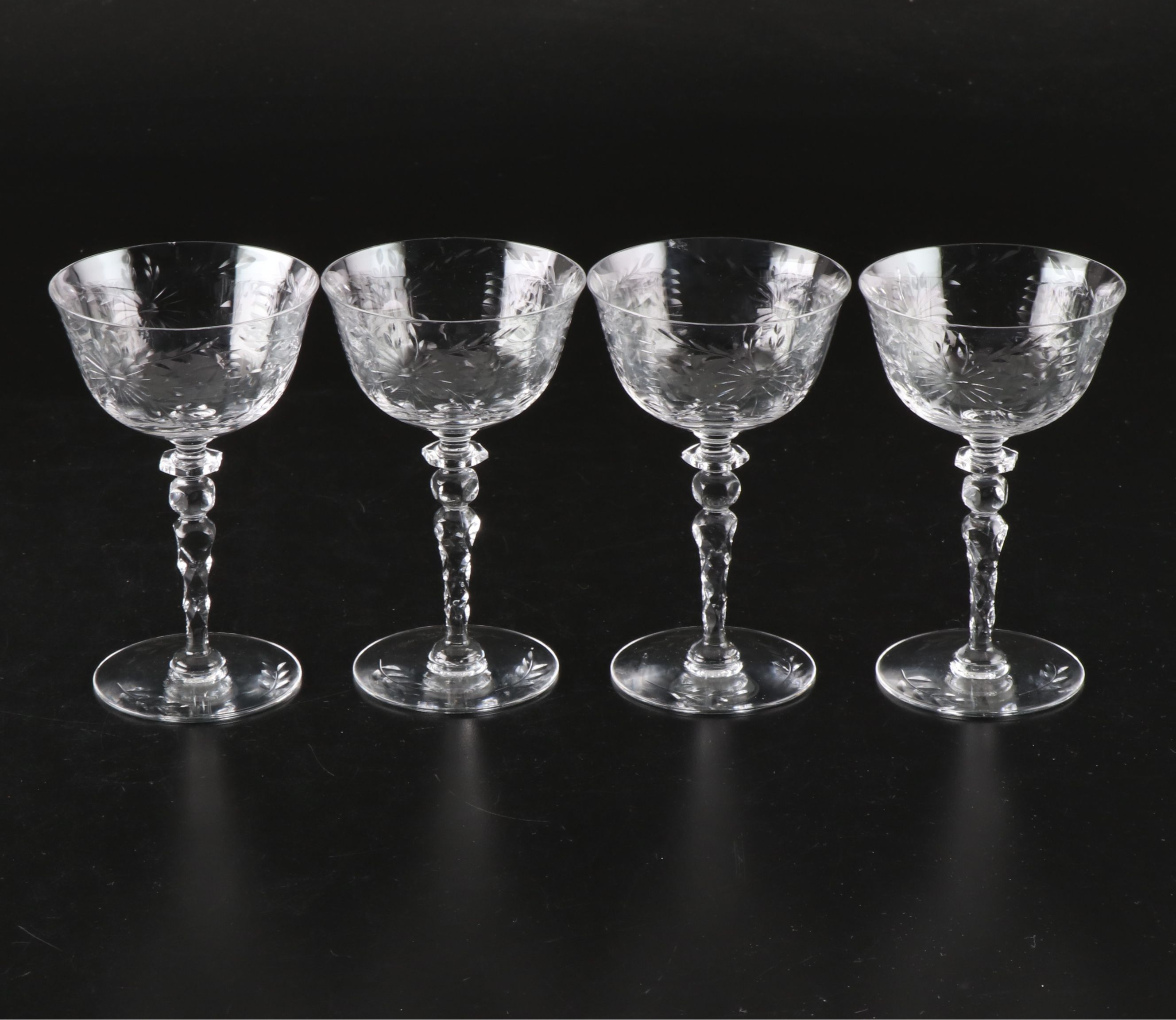 Fostoria "Navarre" Tall Sherbets, Wine Glasses and Water Goblets