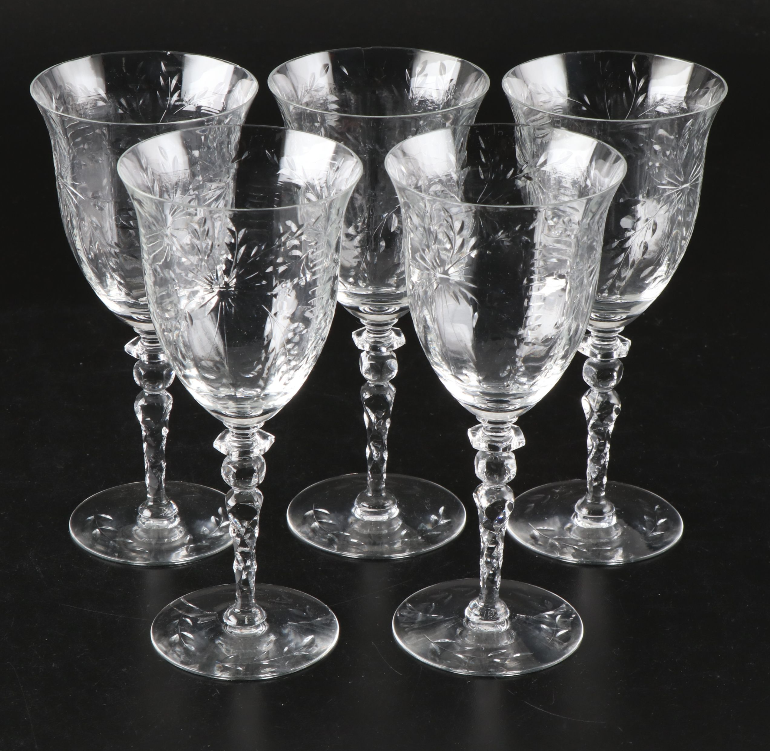 Fostoria "Navarre" Tall Sherbets, Wine Glasses and Water Goblets