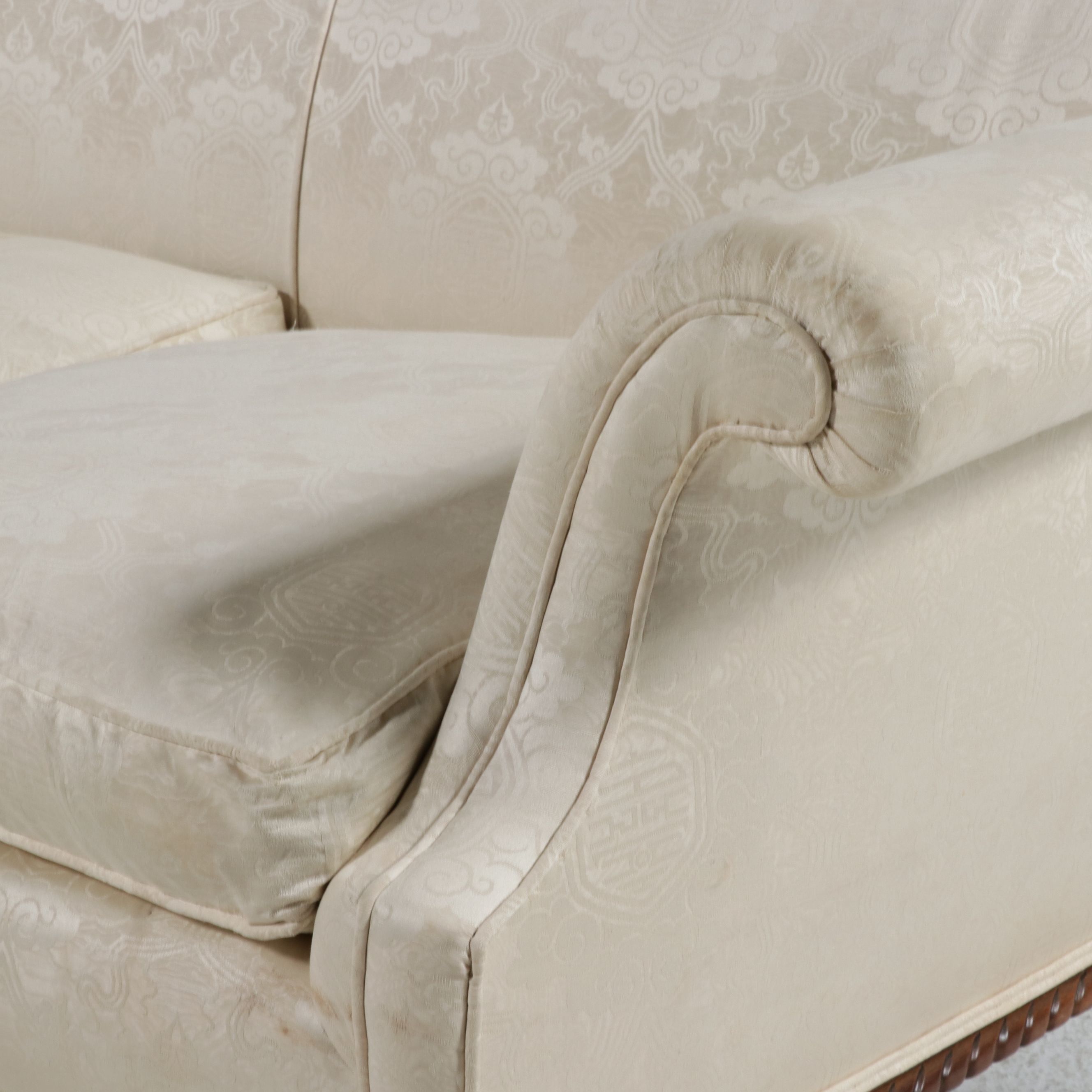 Chippendale Style Camelback Sofa with Damask Upholstery, Late 20th Century