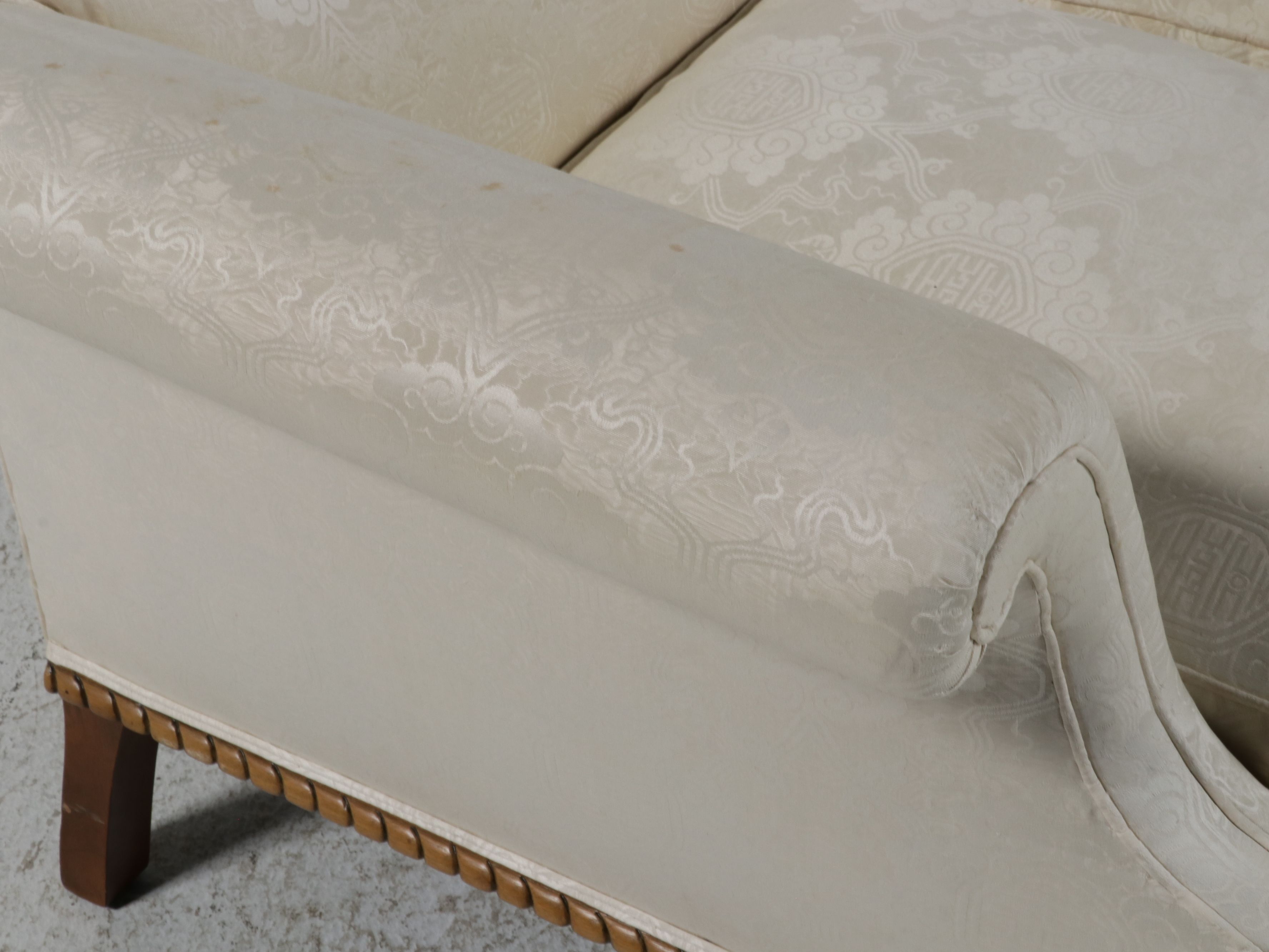 Chippendale Style Camelback Sofa with Damask Upholstery, Late 20th Century