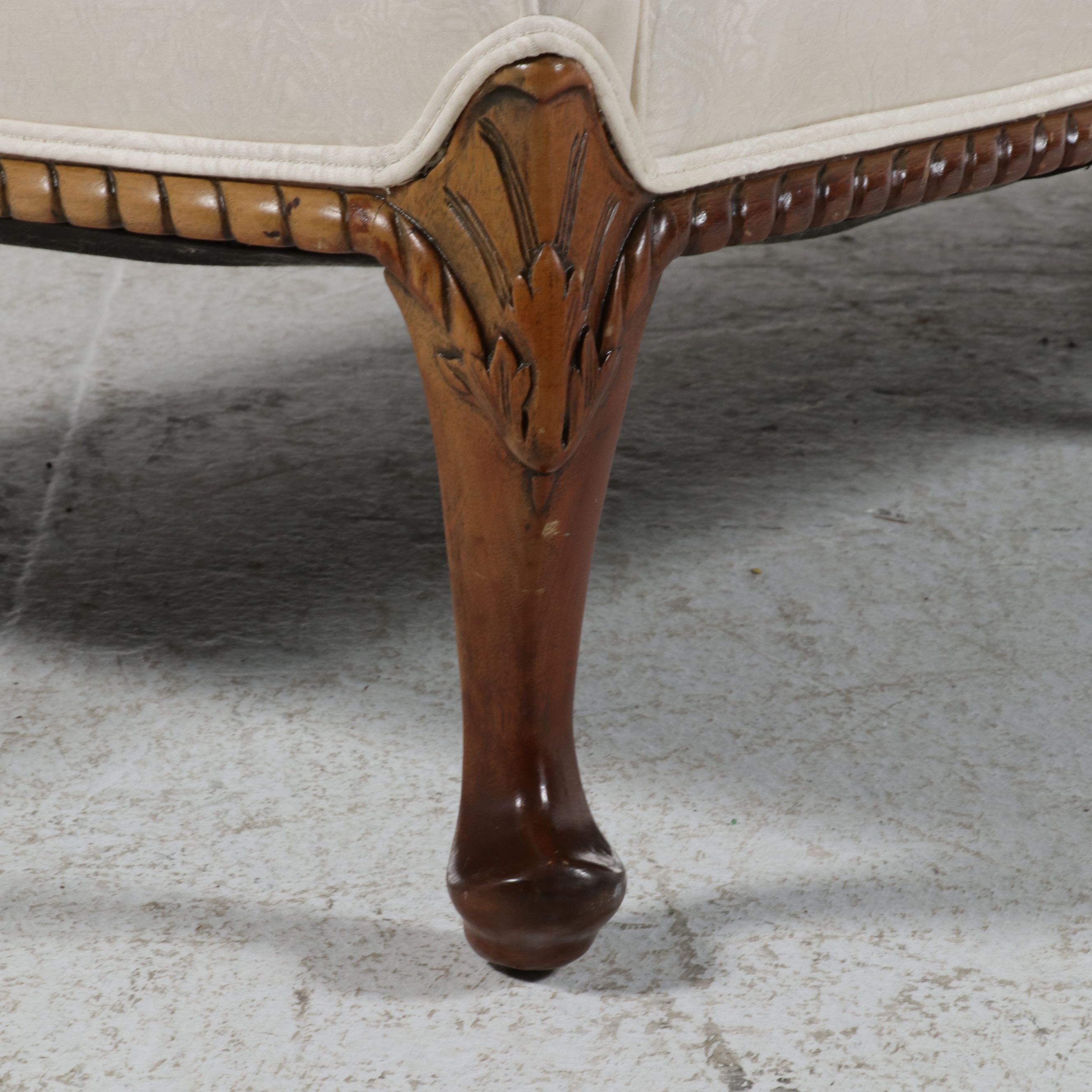 Chippendale Style Camelback Sofa with Damask Upholstery, Late 20th Century